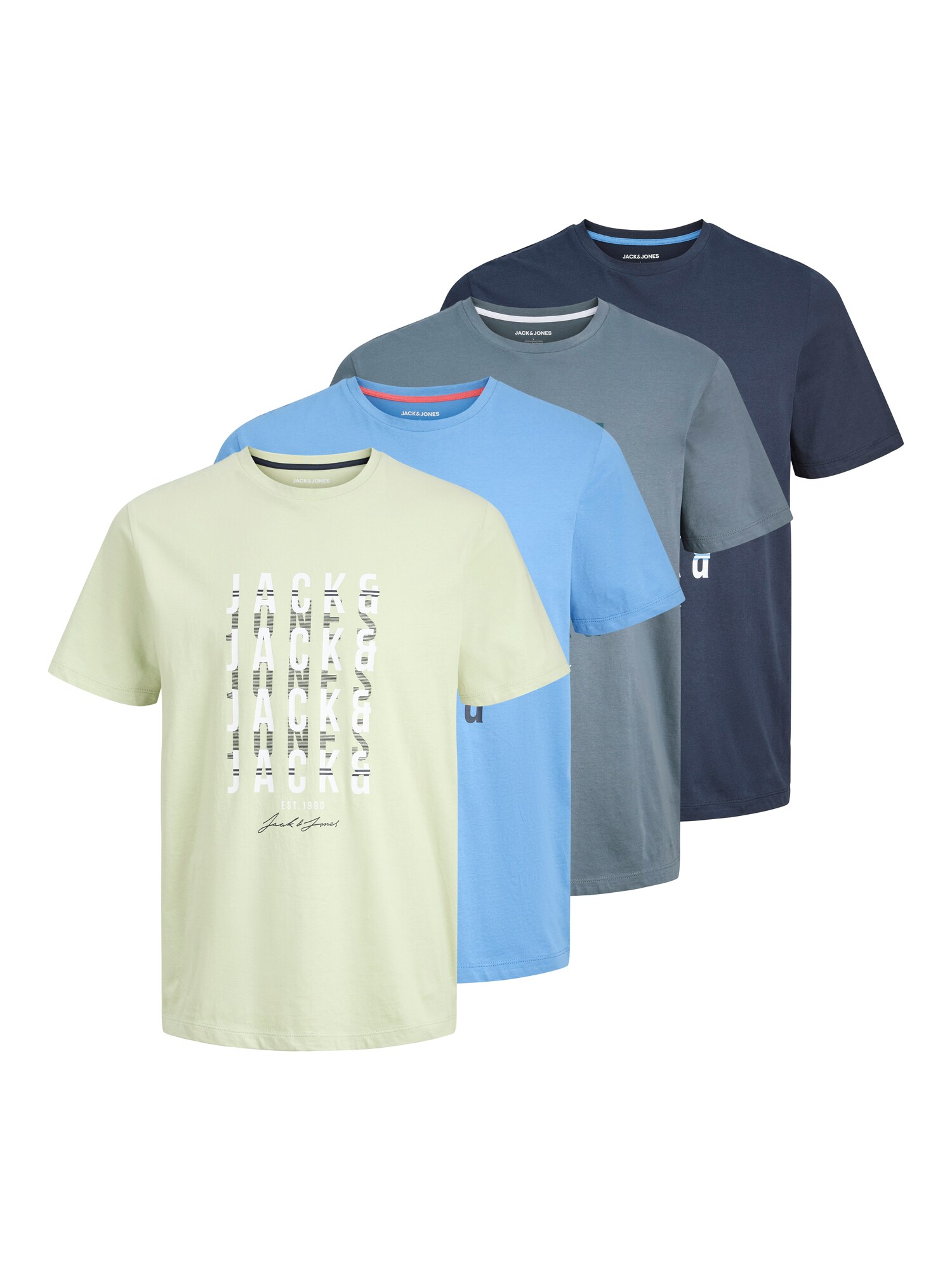 JACK & JONES Póló 'JJDELVIN'  tengerészkék / füstkék / égkék / pasztellzöld akciós termékkép 1