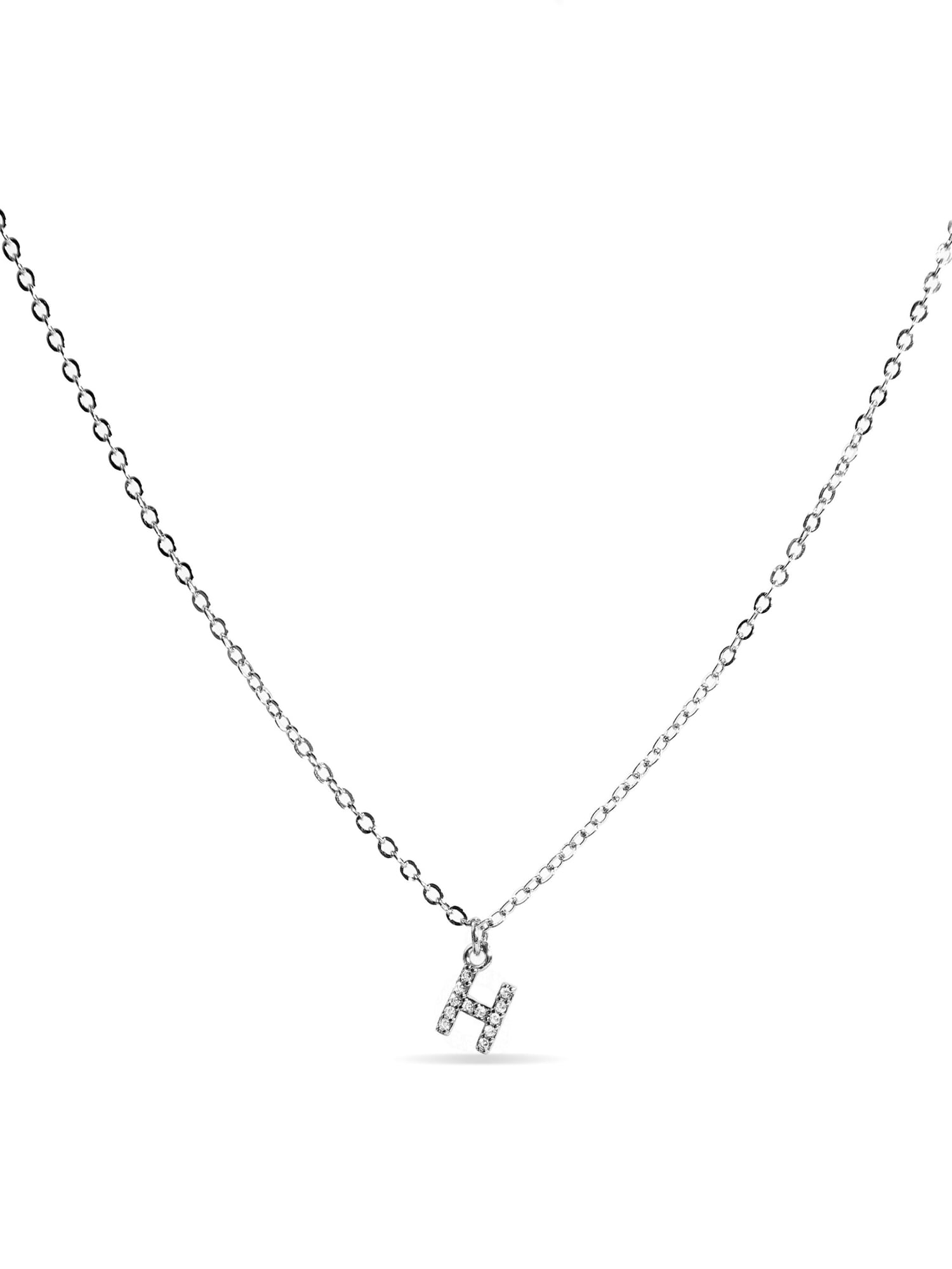 Luxenter Halsband med Glänsande Zirkonia silverfinish Alfabet dam – bild 2
