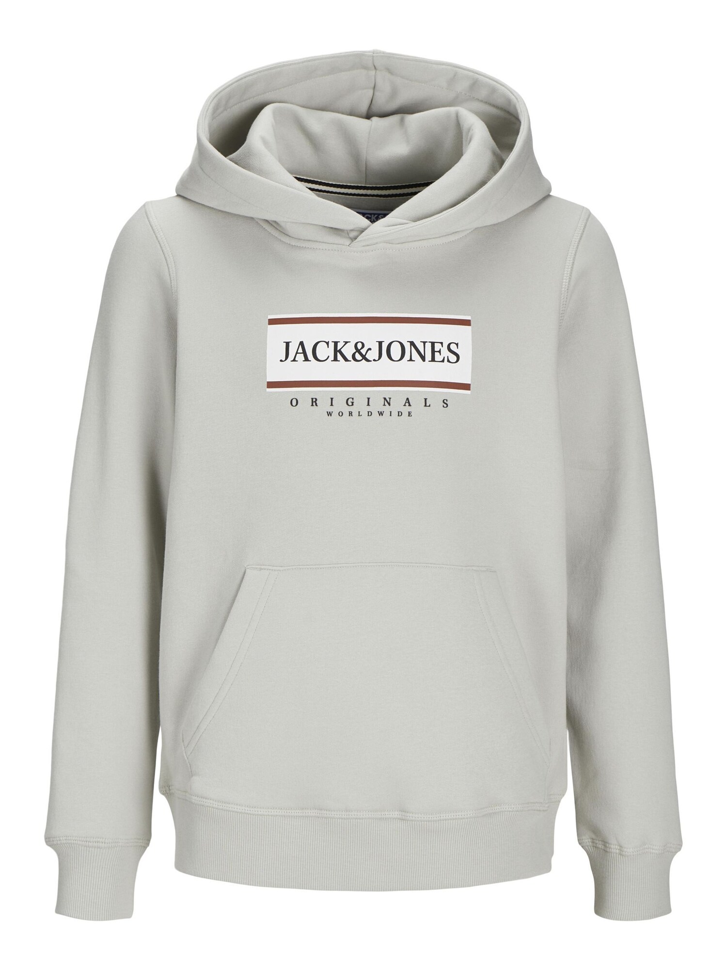 Jack & Jones Junior Mikina 'JORFrederiksberg'  sivá / tmavočervená / biela