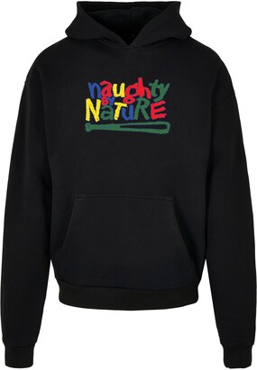 Merchcode Sweatshirt ‘Naughty By Nature’ Geel / Groen / Violetblauw / Zwart