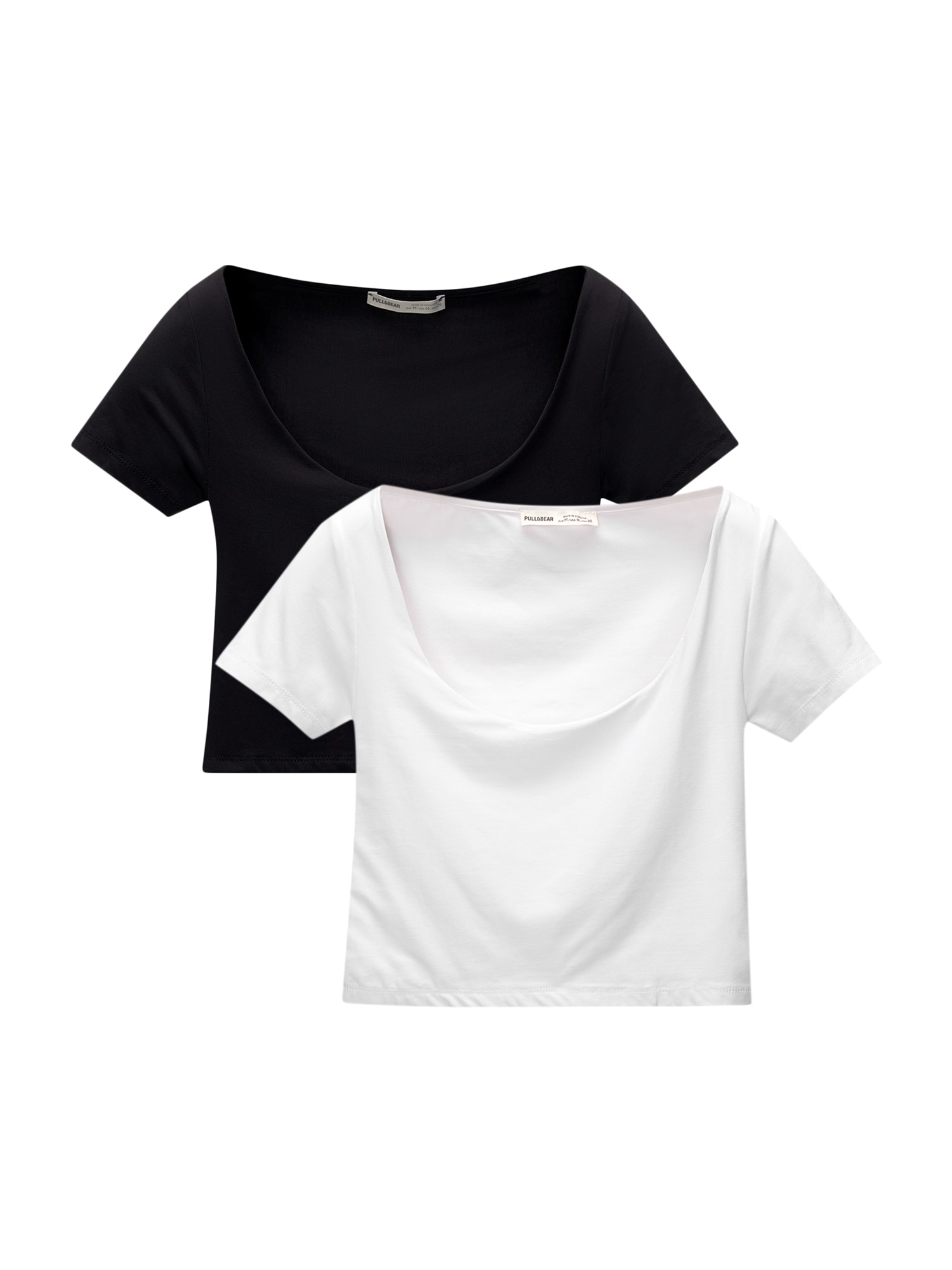 Pull&Bear Tricou  negru / alb
