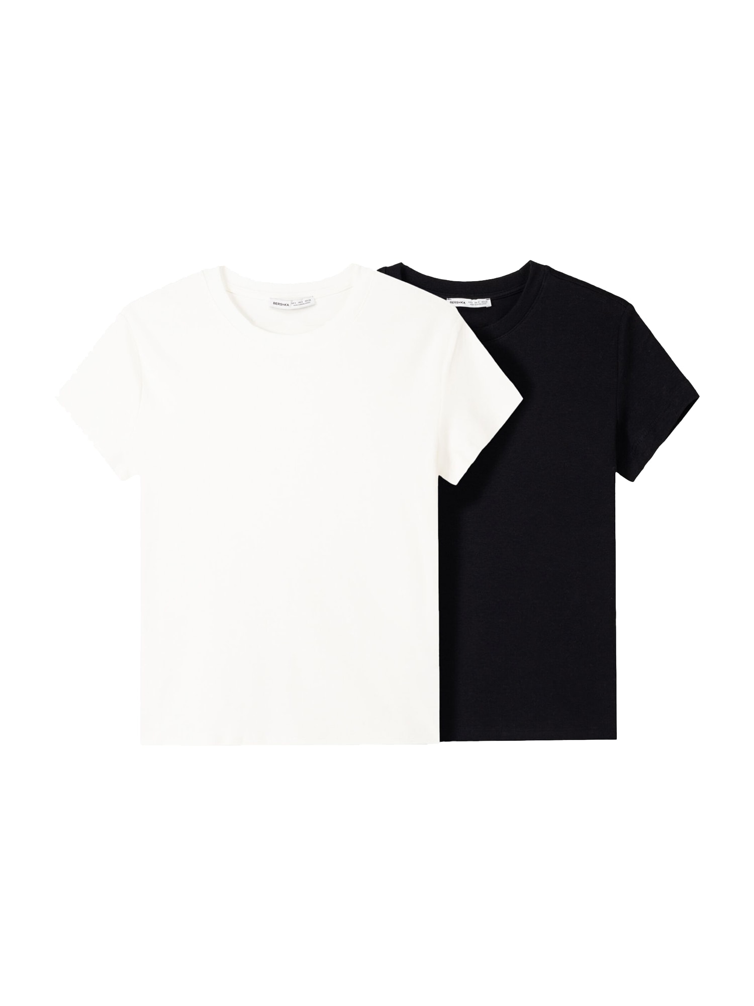 Bershka Tricou  negru / alb