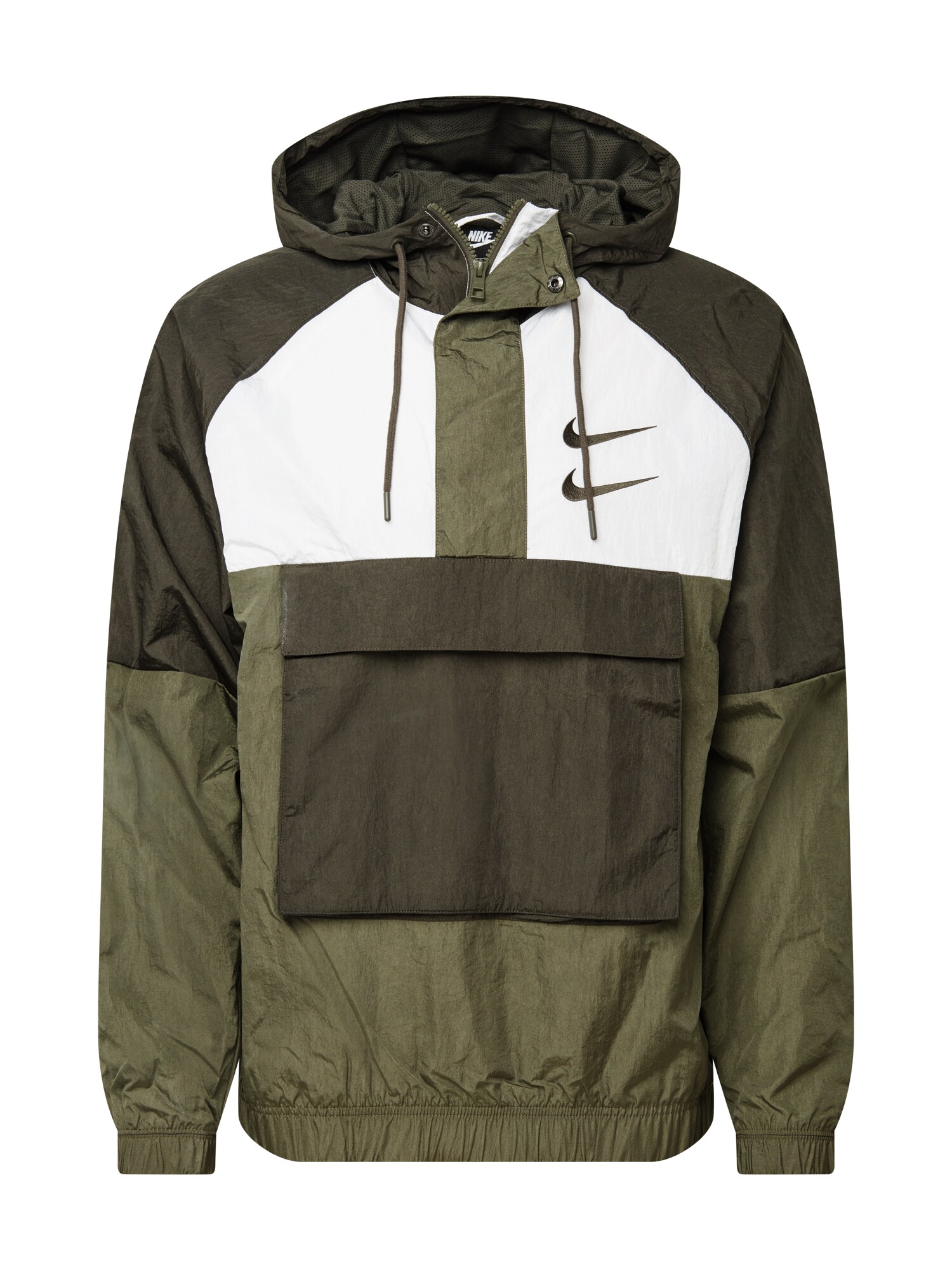 Nike Sportswear Demisezoninė striukė  tamsiai žalia / rusvai žalia / balta