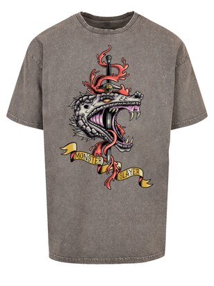 F4NT4STIC Shirt ‘The Witcher Monster Slayer Tattoo Netflix TV Series’ Geel / Grijs gemêleerd / Rood / Zwart