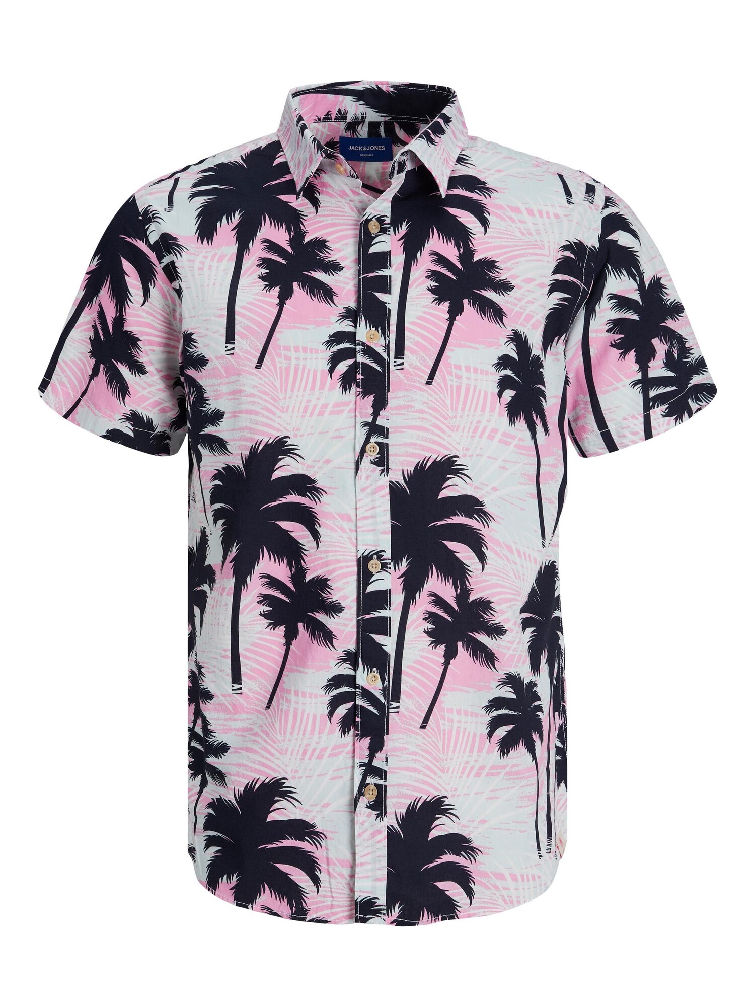 JACK & JONES Košeľa 'James'  pastelovo modrá / ružová / čierna / biela