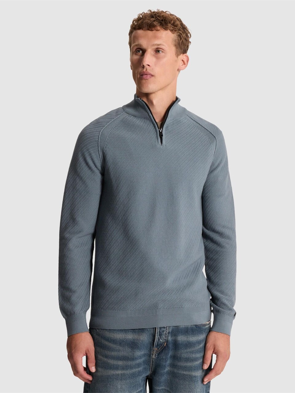Tröja 'Pullover with raglan sleeves and half-zip'