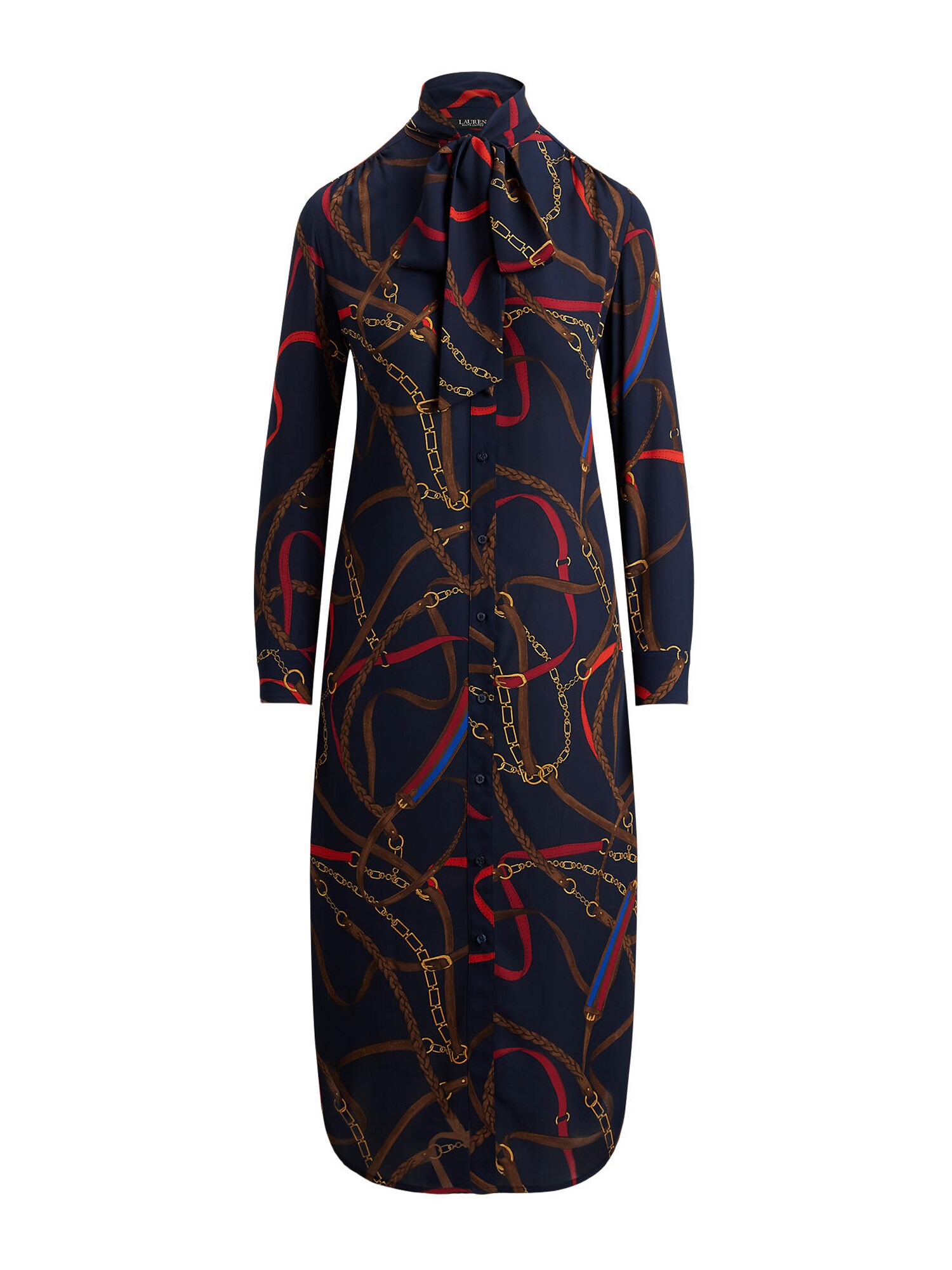 Lauren Ralph Lauren Rochie tip bluză  bleumarin / maro / galben auriu / roşu închis