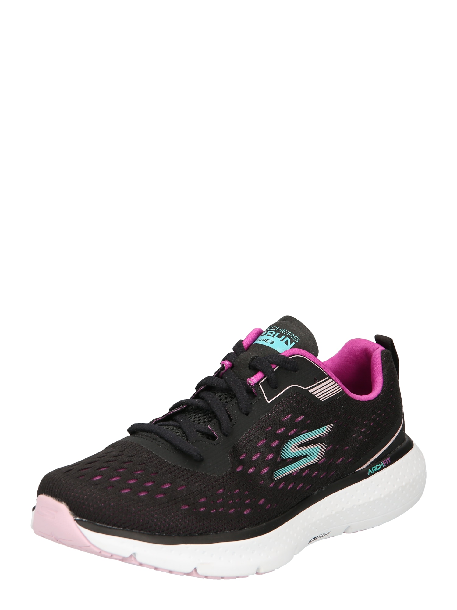 Skechers Performance Bėgimo batai 'GO RUN PURE 3' juoda / nefrito spalva / rožinė
