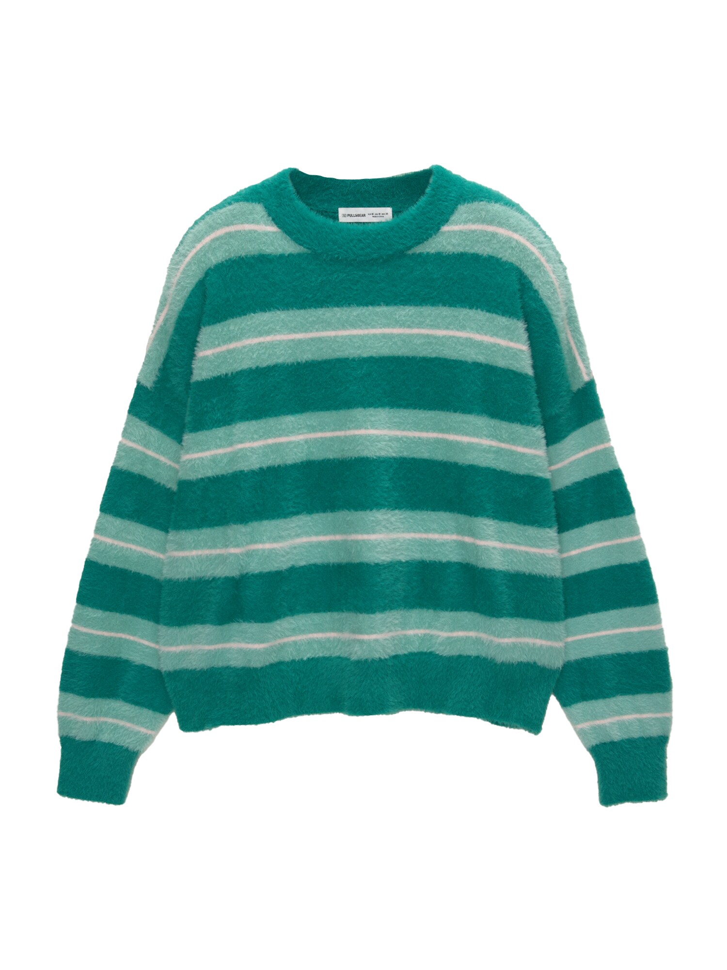 Pull&Bear Pulóver  zöld / menta / fehér akciós termékkép 1
