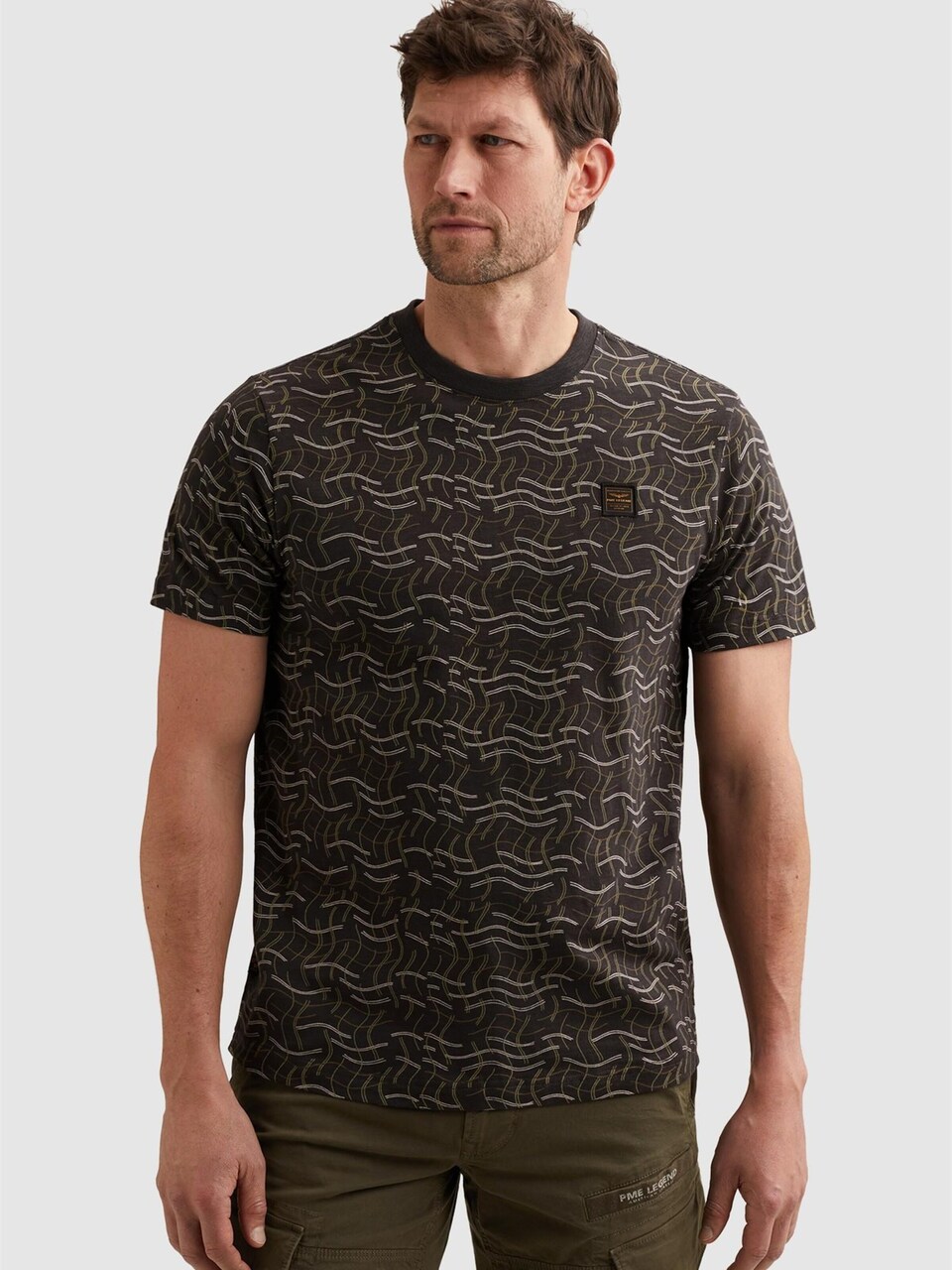 T-shirt 'PME LEGEND T-shirt in slub jersey with allover print and badge'