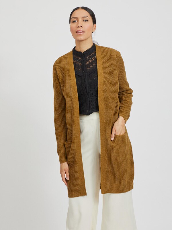 Vila Oktavi Langer, offener Strickcardigan mit langen Ärmeln