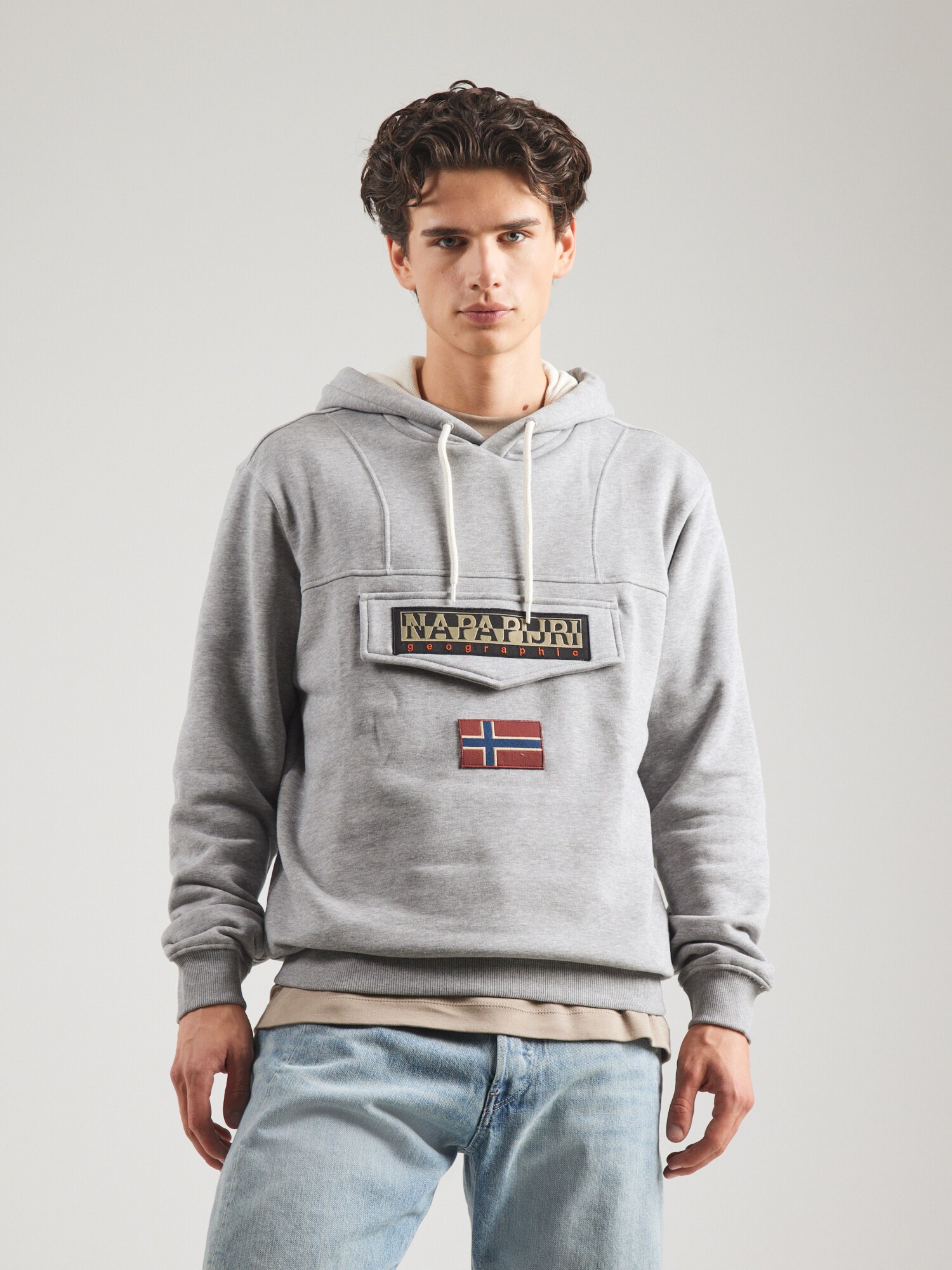 NAPAPIJRI Sudadera 'Burgee Wint 4' gris moteado / naranja / rojo / negro – imagen 3