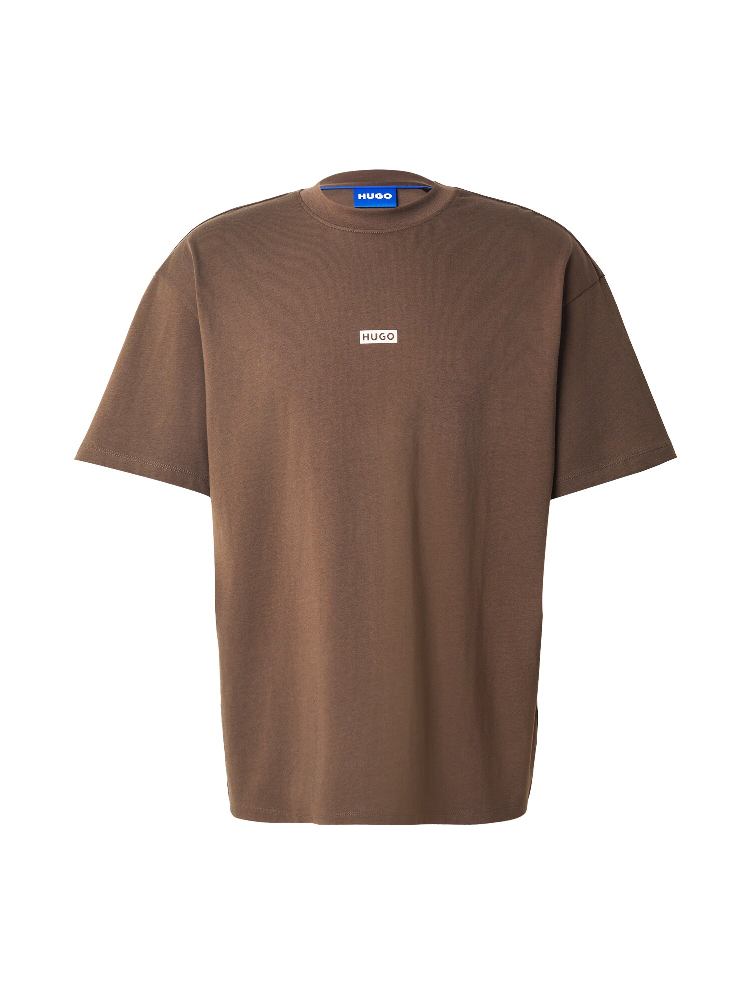 HUGO Tricou Nalono  maro / alb