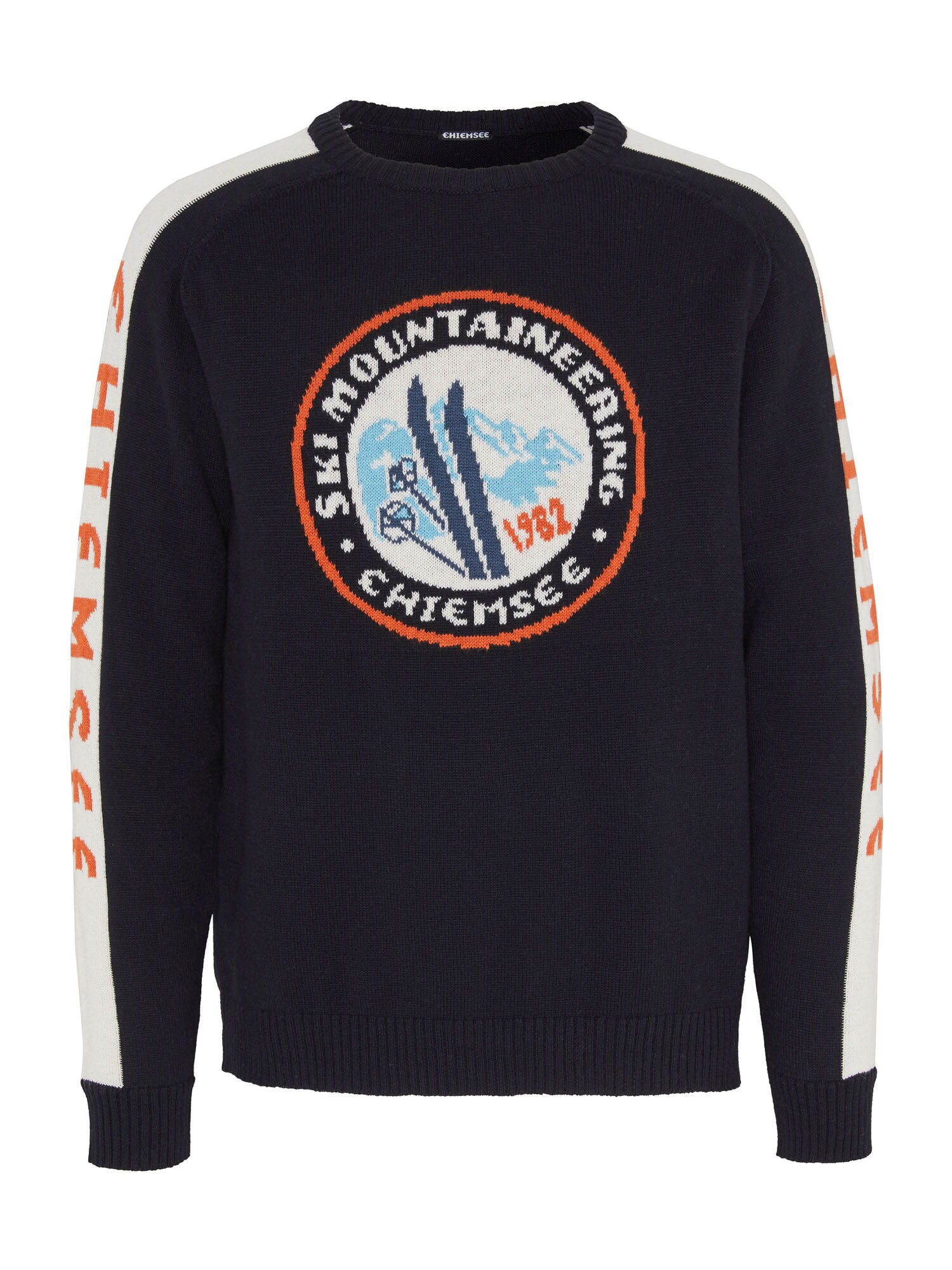 CHIEMSEE Sportinio tipo megztinis 'NEMJUNG'  juoda / balta / tamsiai oranžinė / šviesiai mėlyna