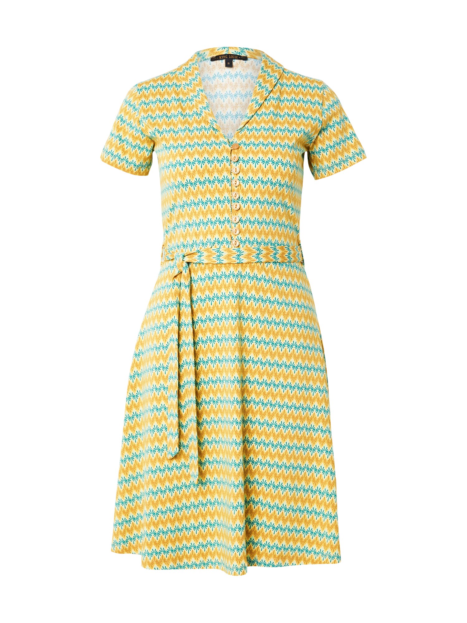 King Louie Vestido de verano 'Emmy'  beige / curry / petróleo