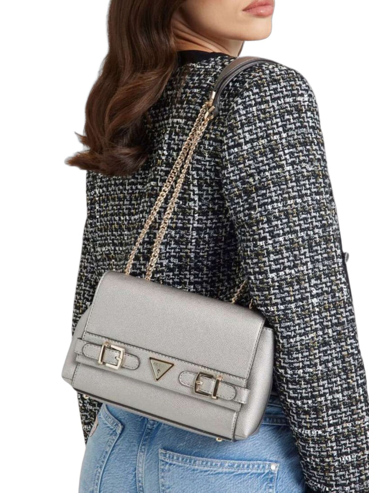 GUESS Bolso de mano 'Eco Ali Luxury Satch'  plata – imagen 6