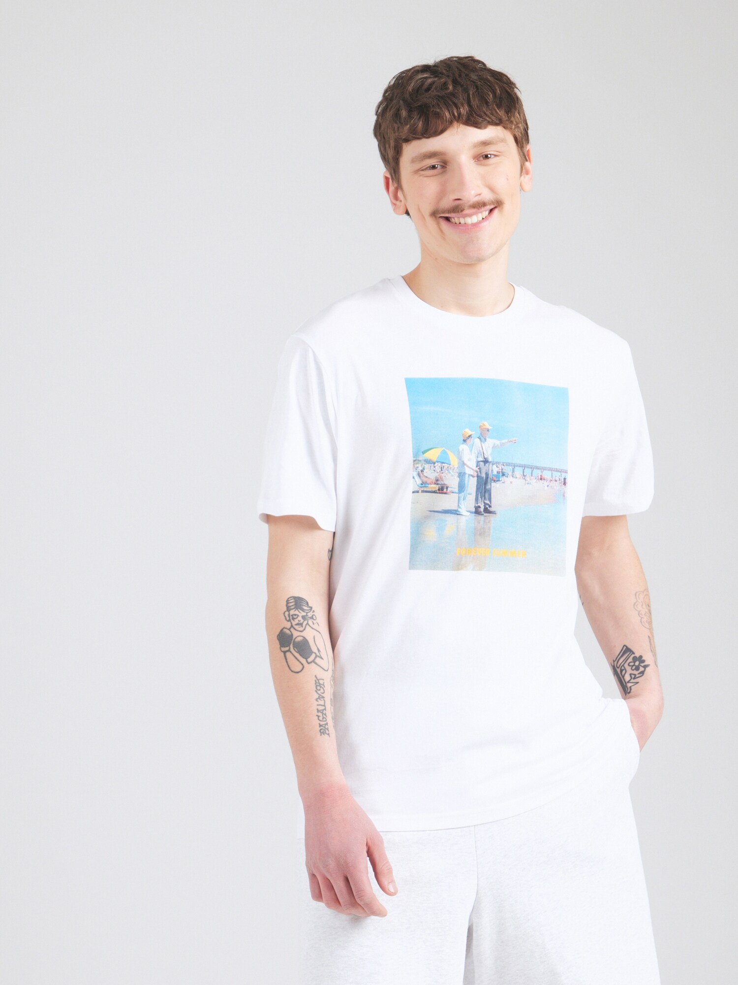 Only & Sons Póló 'ONSMAX FOREVER SUMMMER'  bézs / világoskék / sárga / fehér termék 2. képe