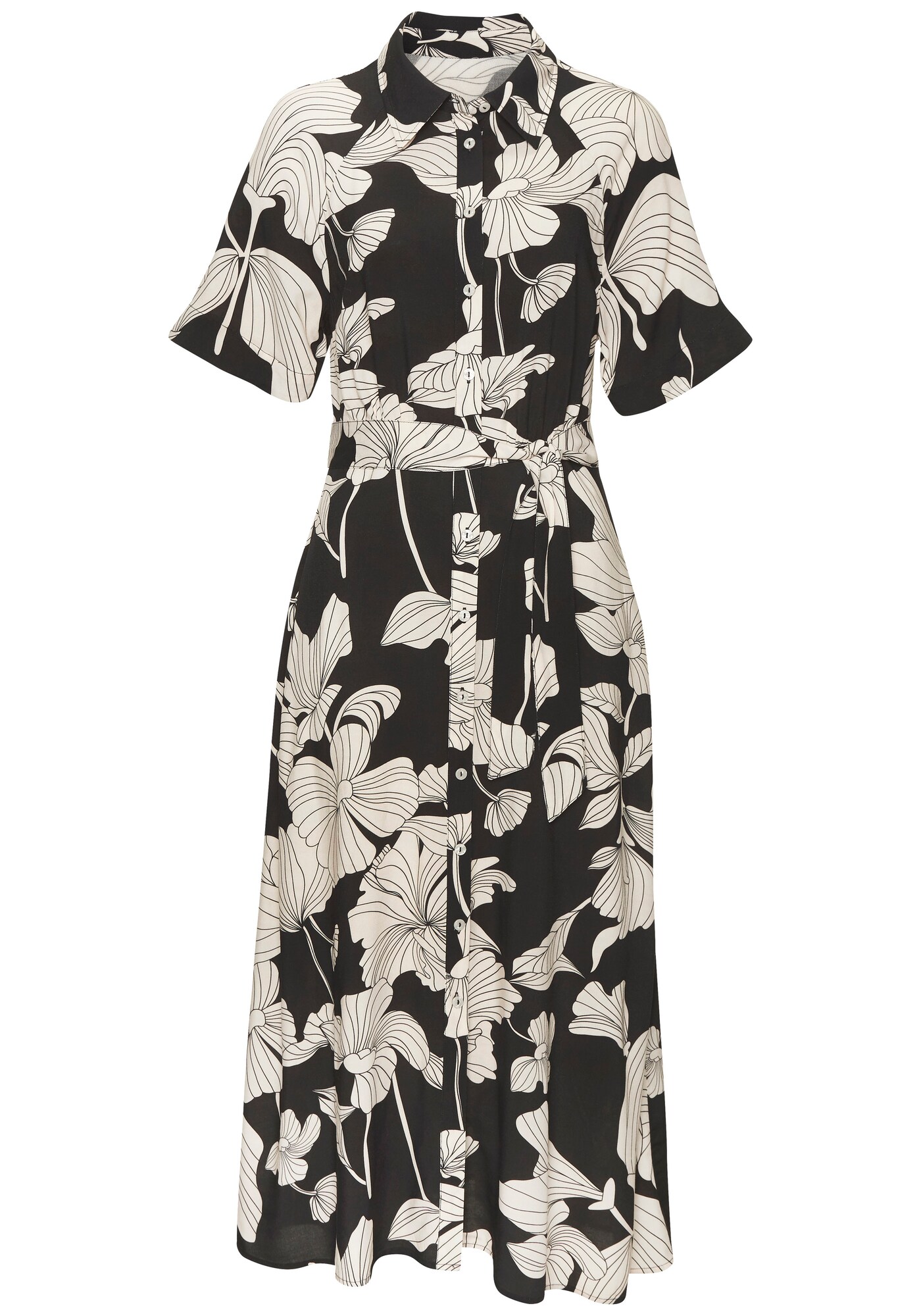 VIVANCE Vestido camisero  beige / negro