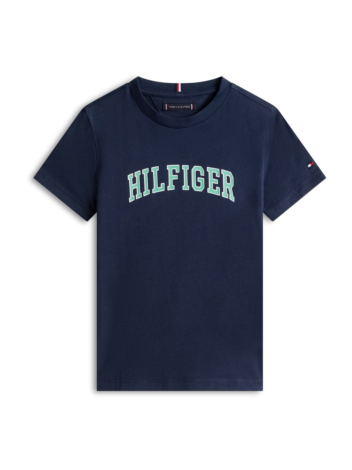 TOMMY HILFIGER Tricou VARSITY  bleumarin / verde deschis / alb