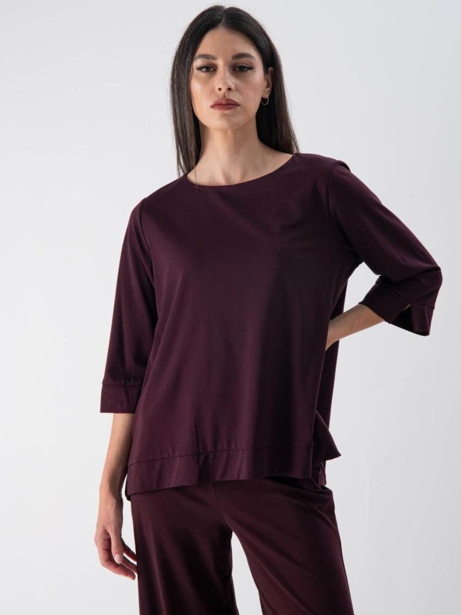 MND Blusa 'Soft Touch Edged'  rojo vino