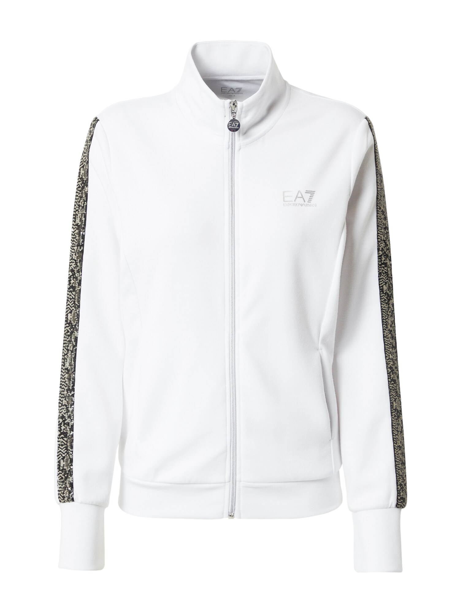 EA7 Emporio Armani Tepláková bunda 'FELPA'  dymovo šedá / svetlosivá / čierna / biela