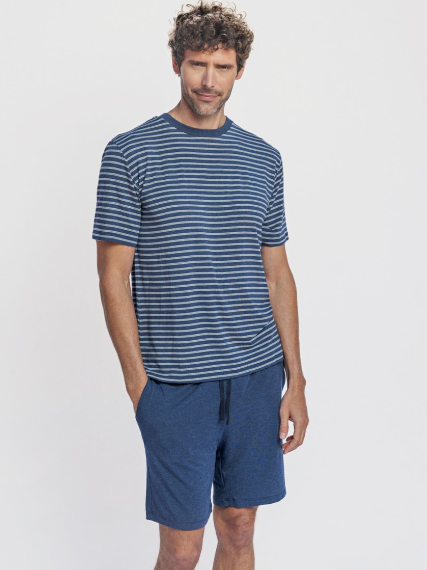 zd ZERO DEFECTS Pijama corto 'Modal Kouros navy' navy
