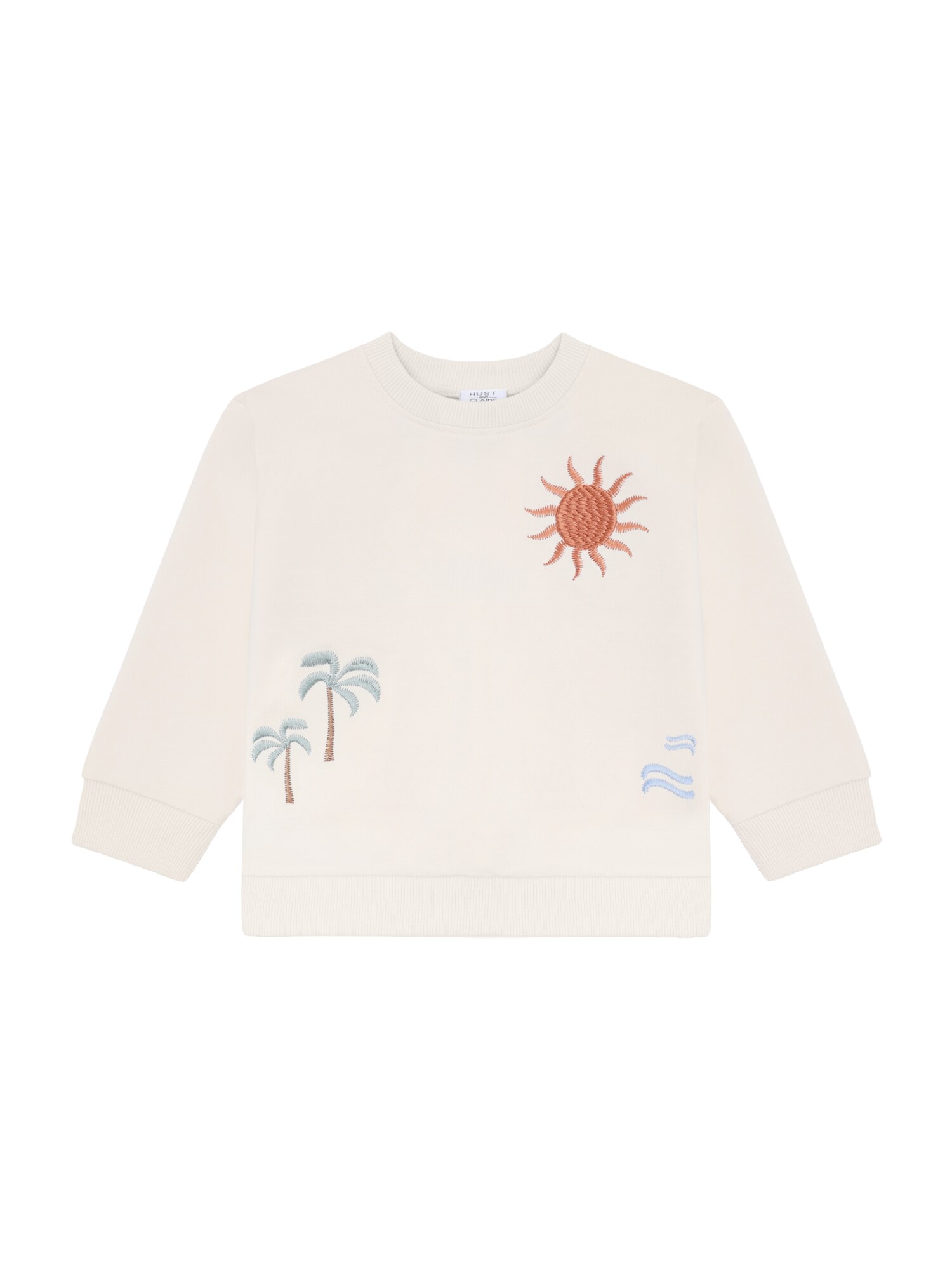 Hust & Claire Bluză de molton 'Sejer Palms'  crem / albastru pastel / maro / portocaliu homar