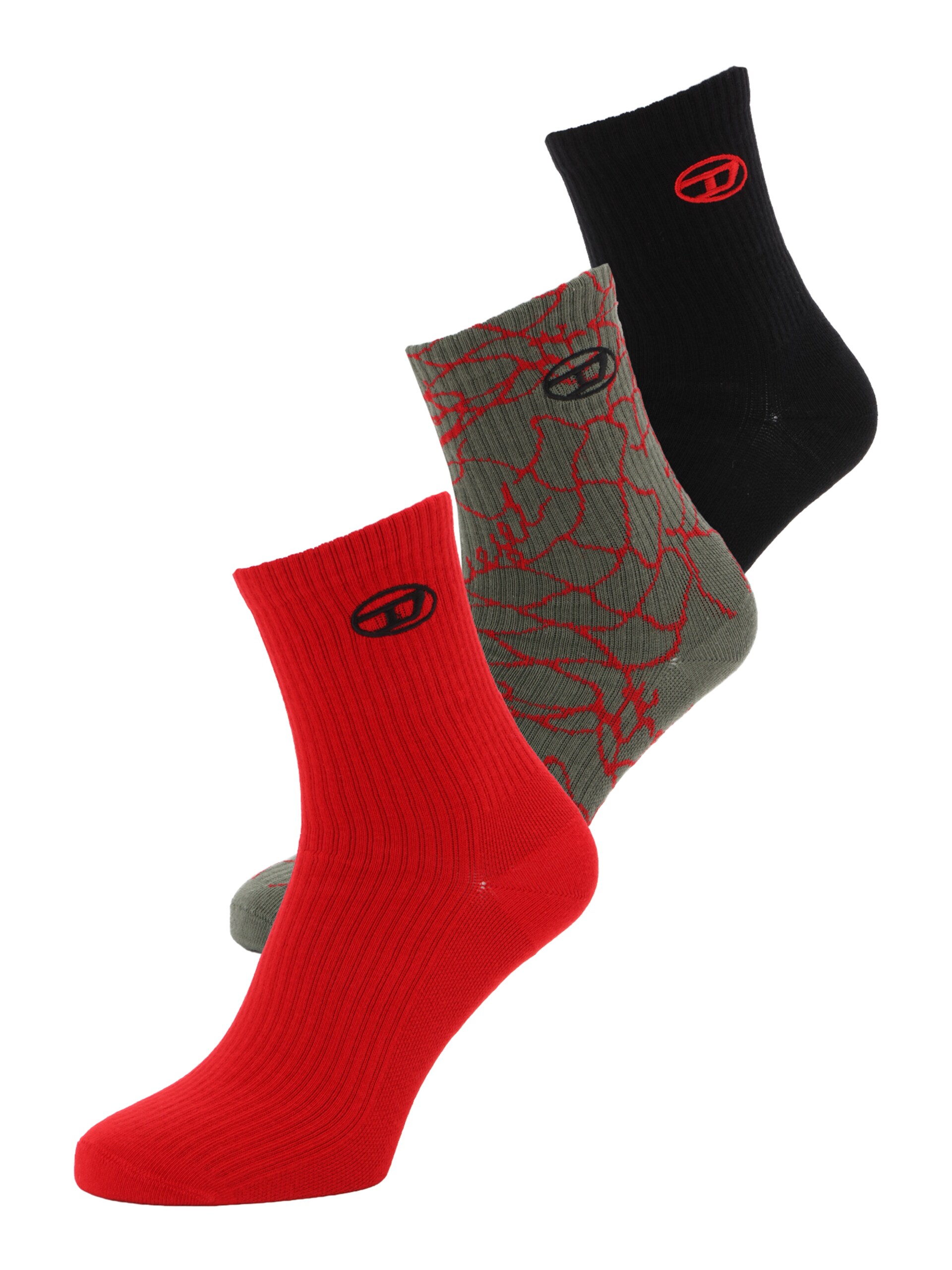 Diesel Sockor 'SKM-D-TENNIS-CREW' oliv / röd strumpor herr