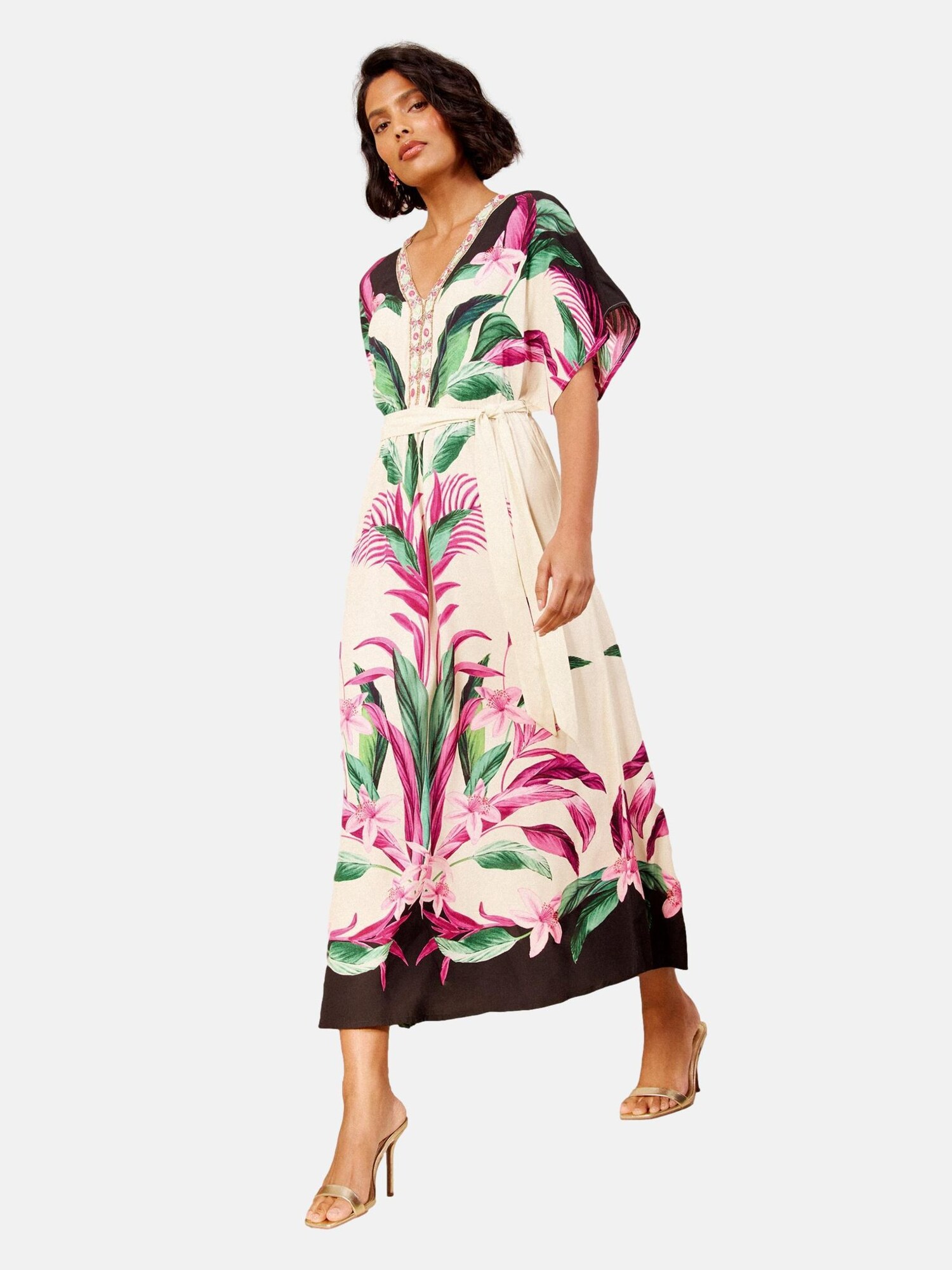 love &amp; roses Vestido  crema / verde / lila / negro