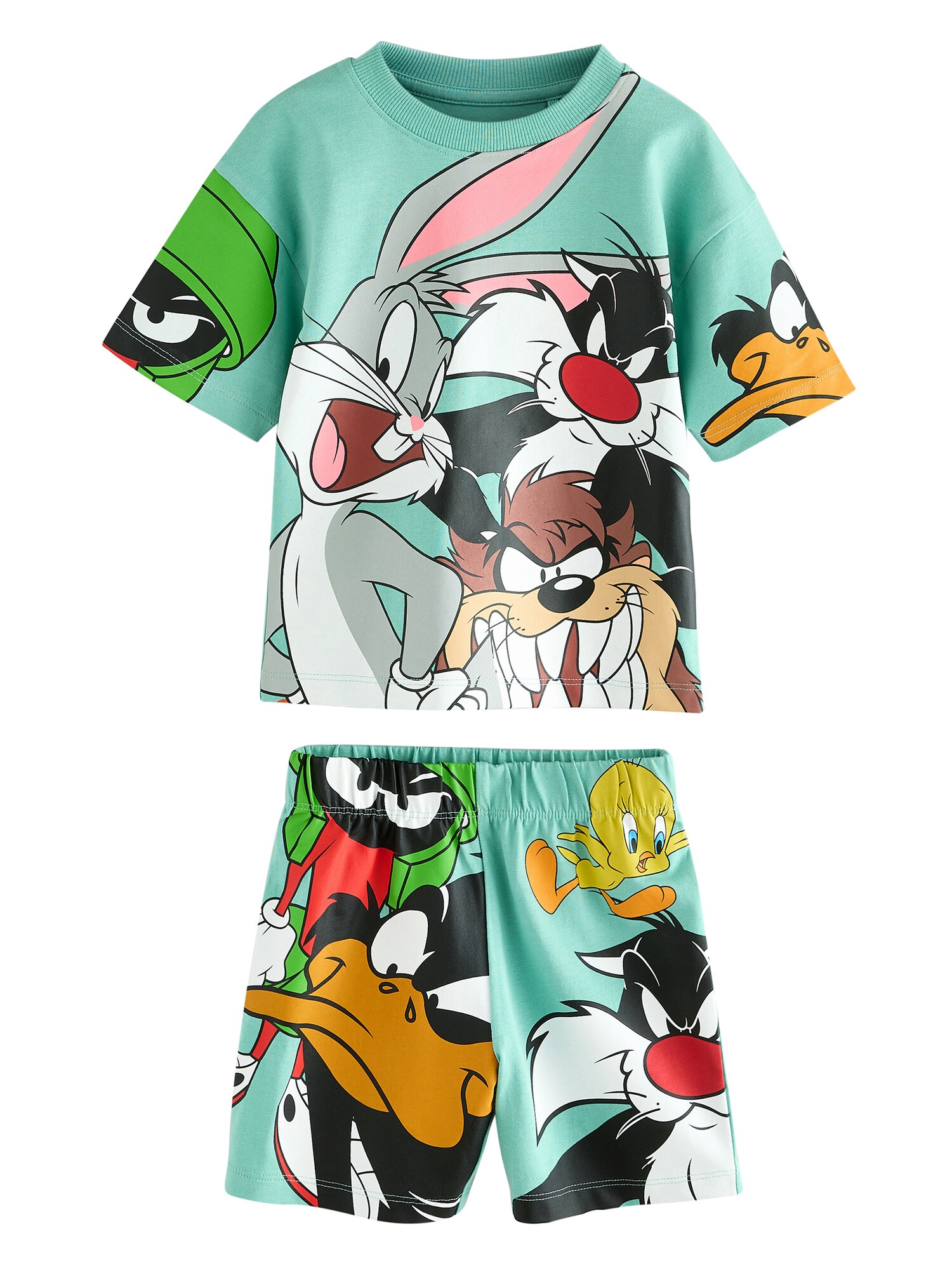 Next Pijamale  gri / verde mentă / negru / alb