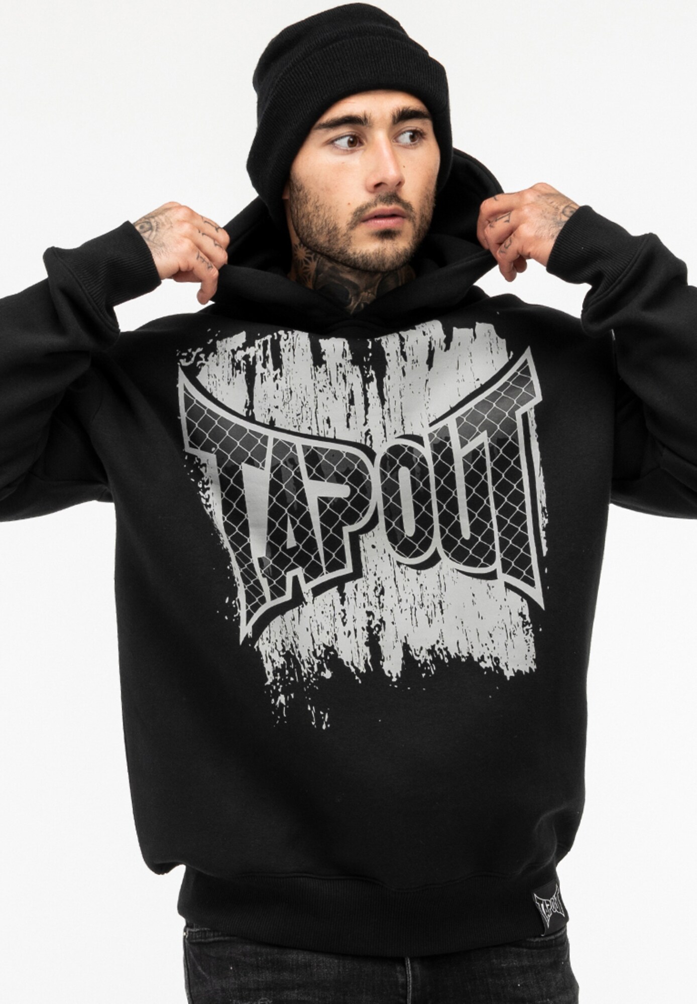 Tapout Tréning póló 'CF HOOD'  világosszürke / fekete termék 2. képe