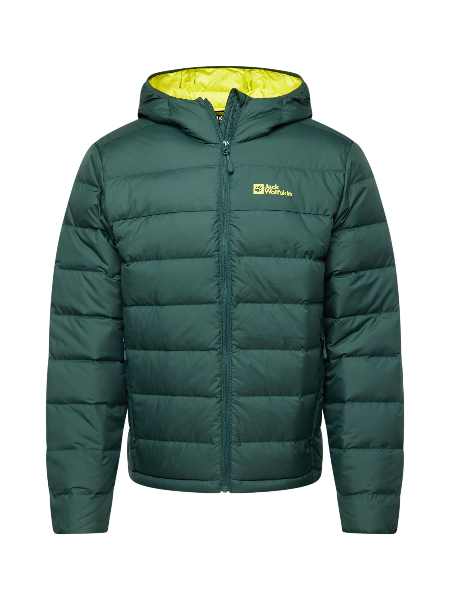 JACK WOLFSKIN Outdoorová bunda 'ATHER'  neónovo žltá / tmavozelená