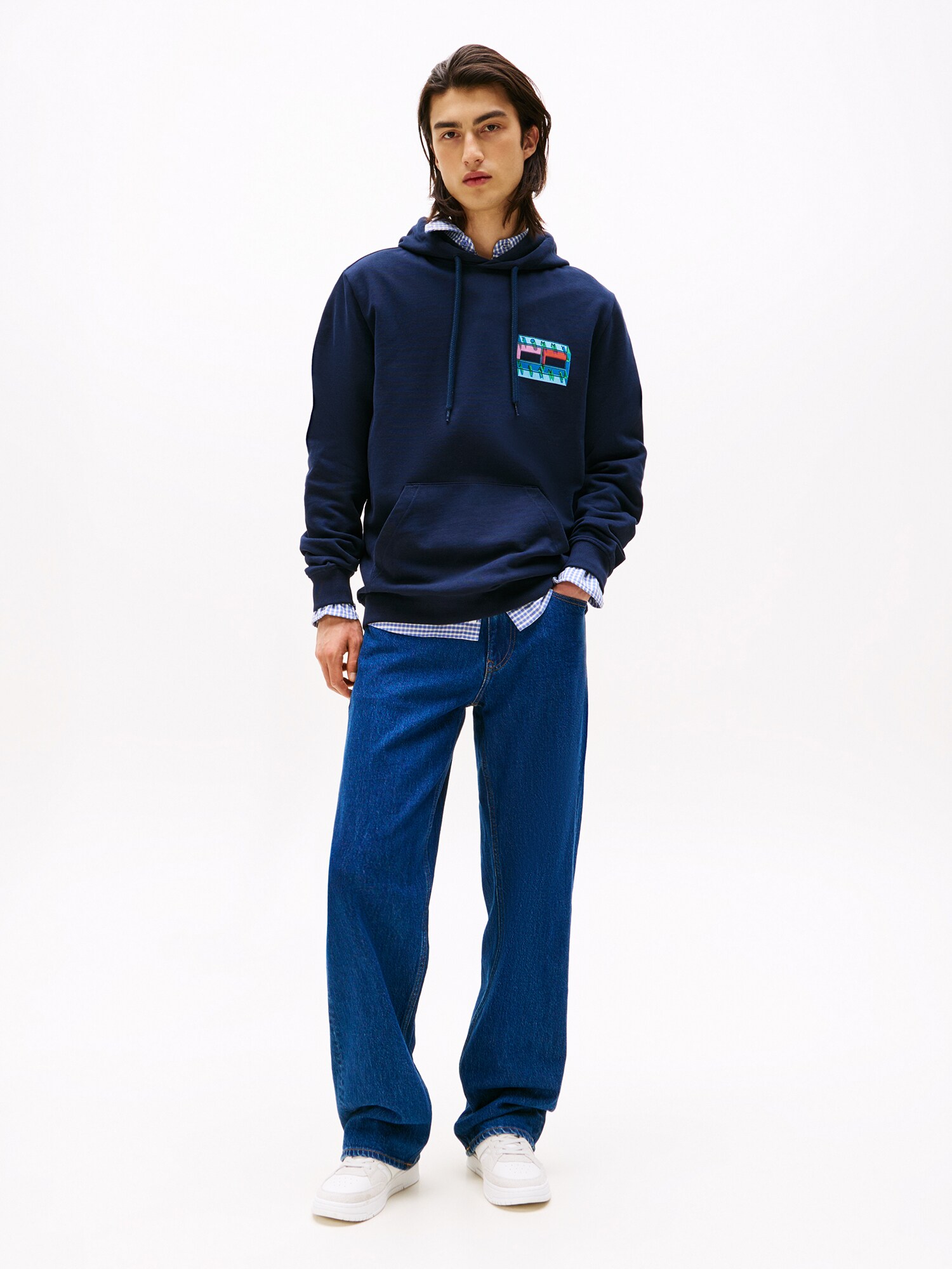 Tommy Jeans Mikina modrá / námornícka modrá / tmavozelená / červená (obrázok 4)