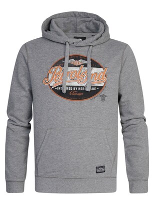 Petrol Industries Sweatshirt ‘Ashland’ Grijs / Lichtgrijs / Oranje / Zwart