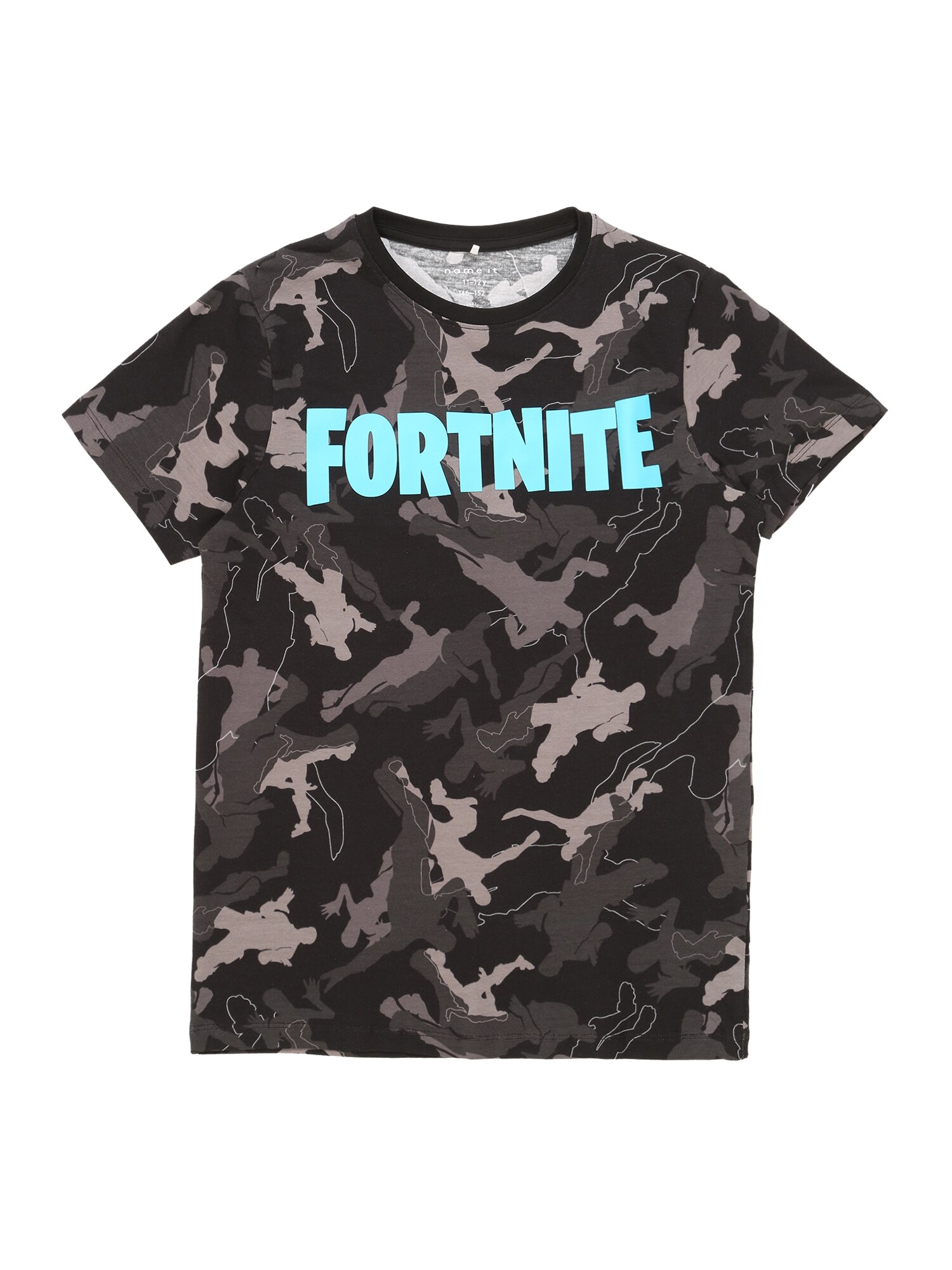 NAME IT Marškinėliai 'FORTNITE'  juoda / antracito / pilka / žalsvai mėlyna