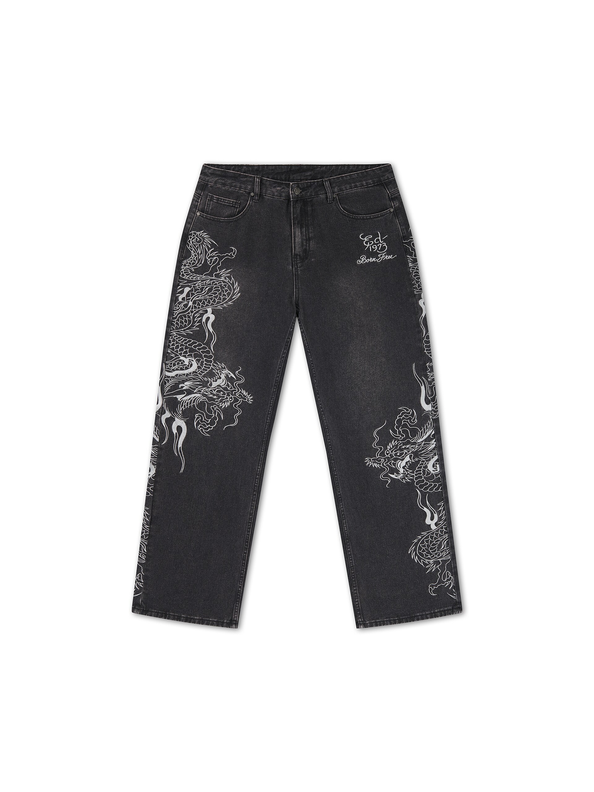 Ed Hardy All Over Print Embroidered Dragon Jeans herr – bild 2