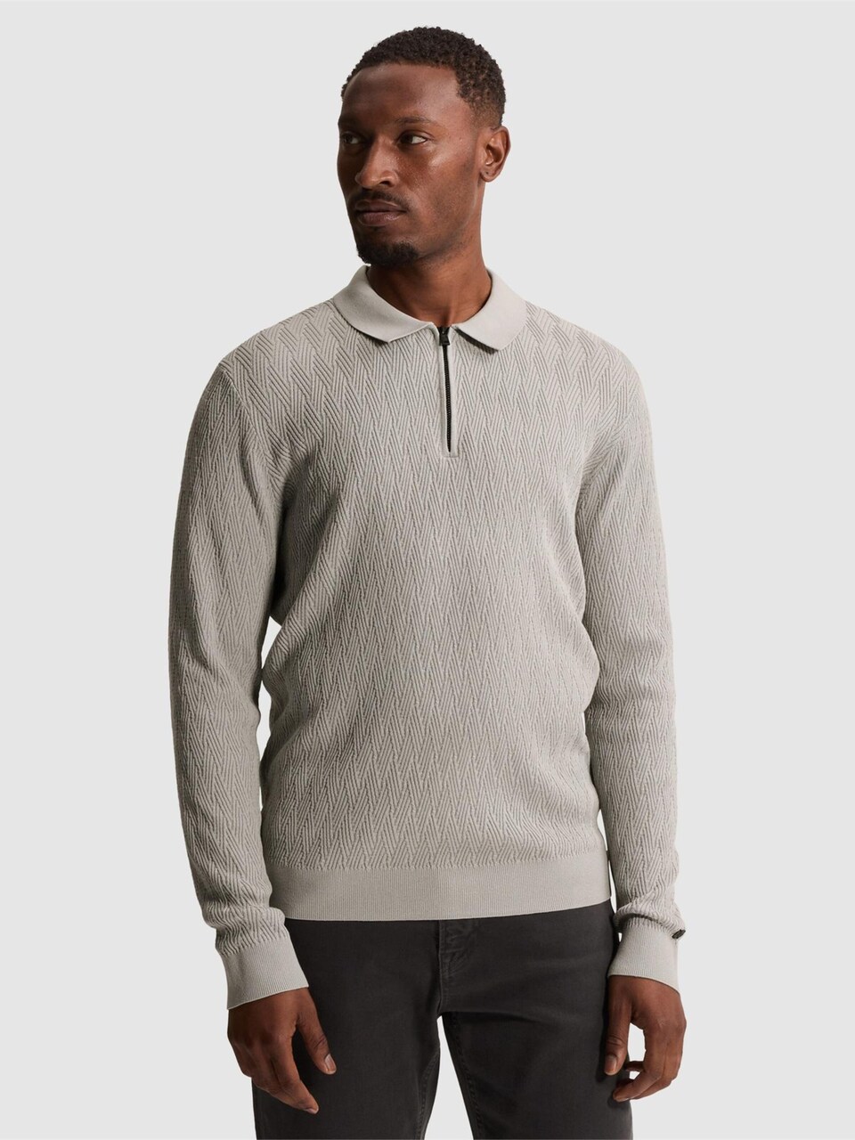 Tröja 'Pullover in cotton/modal with polo collar'