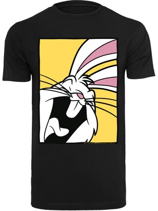 F4NT4STIC Shirt ‘Looney Tunes Bugs Bunny Laughing’ Curry / Pink / Zwart / Offwhite