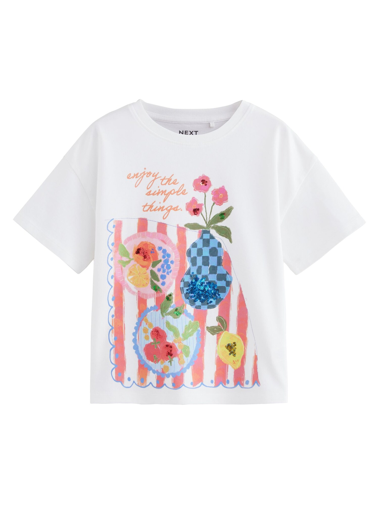 Next Tricou  albastru deschis / galben / roz / alb coajă de ou