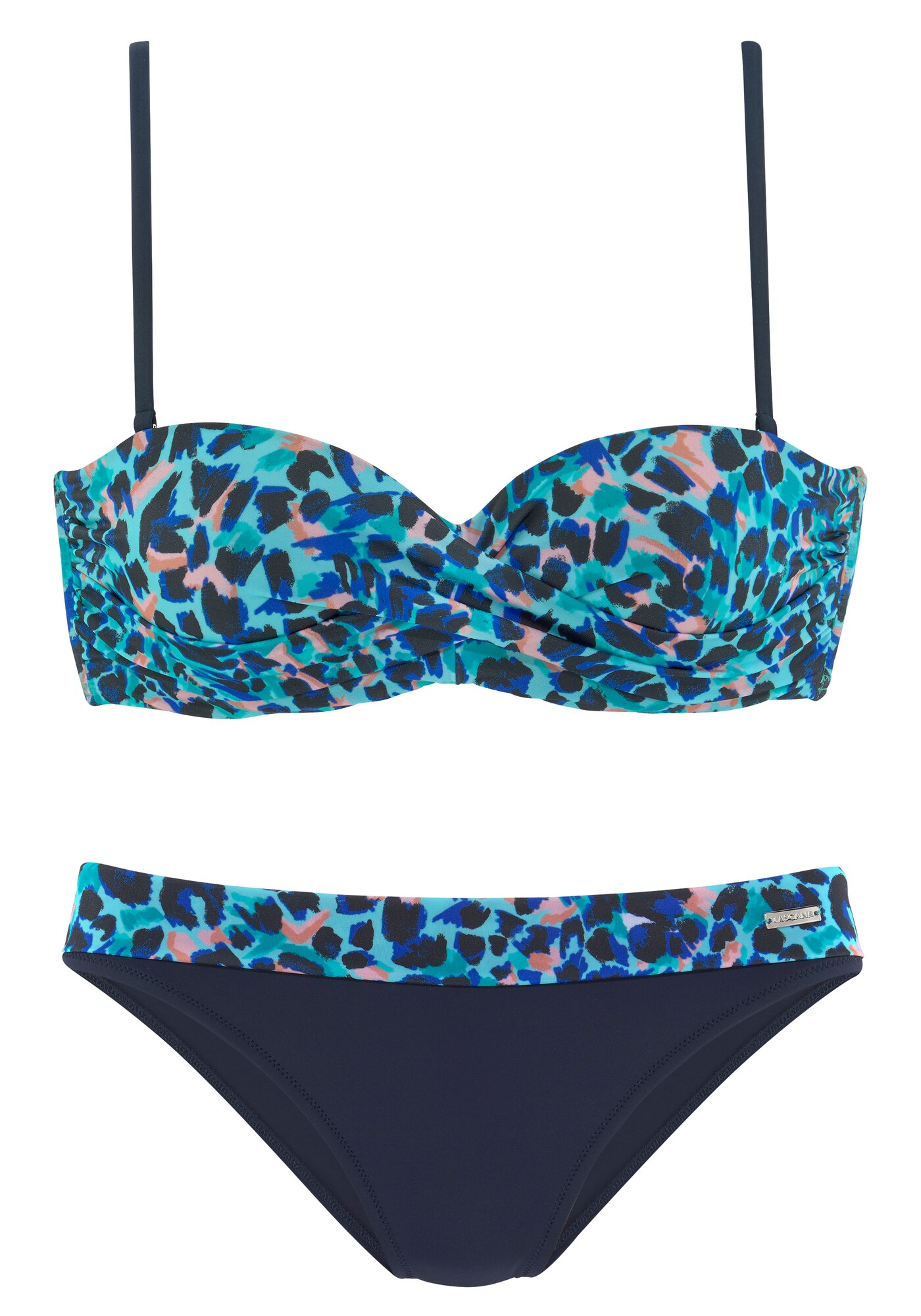 LASCANA Costum de baie două piese  turcoaz / negru
