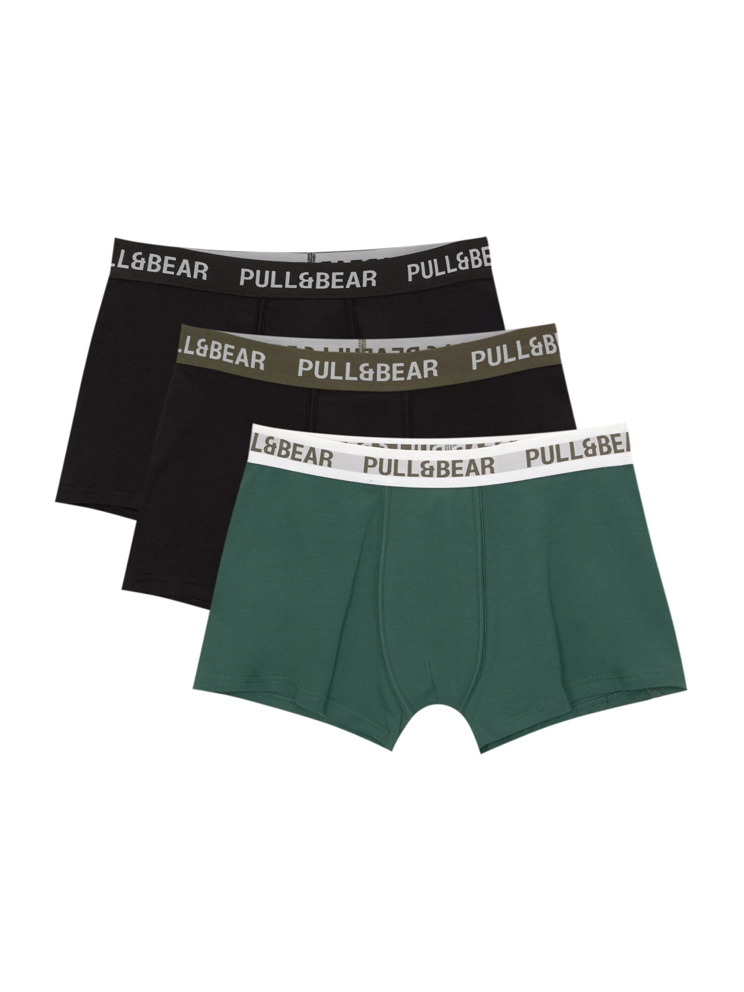 Pull&Bear Boxeralsók  zöld / khaki / fekete / fehér akciós termékkép 1