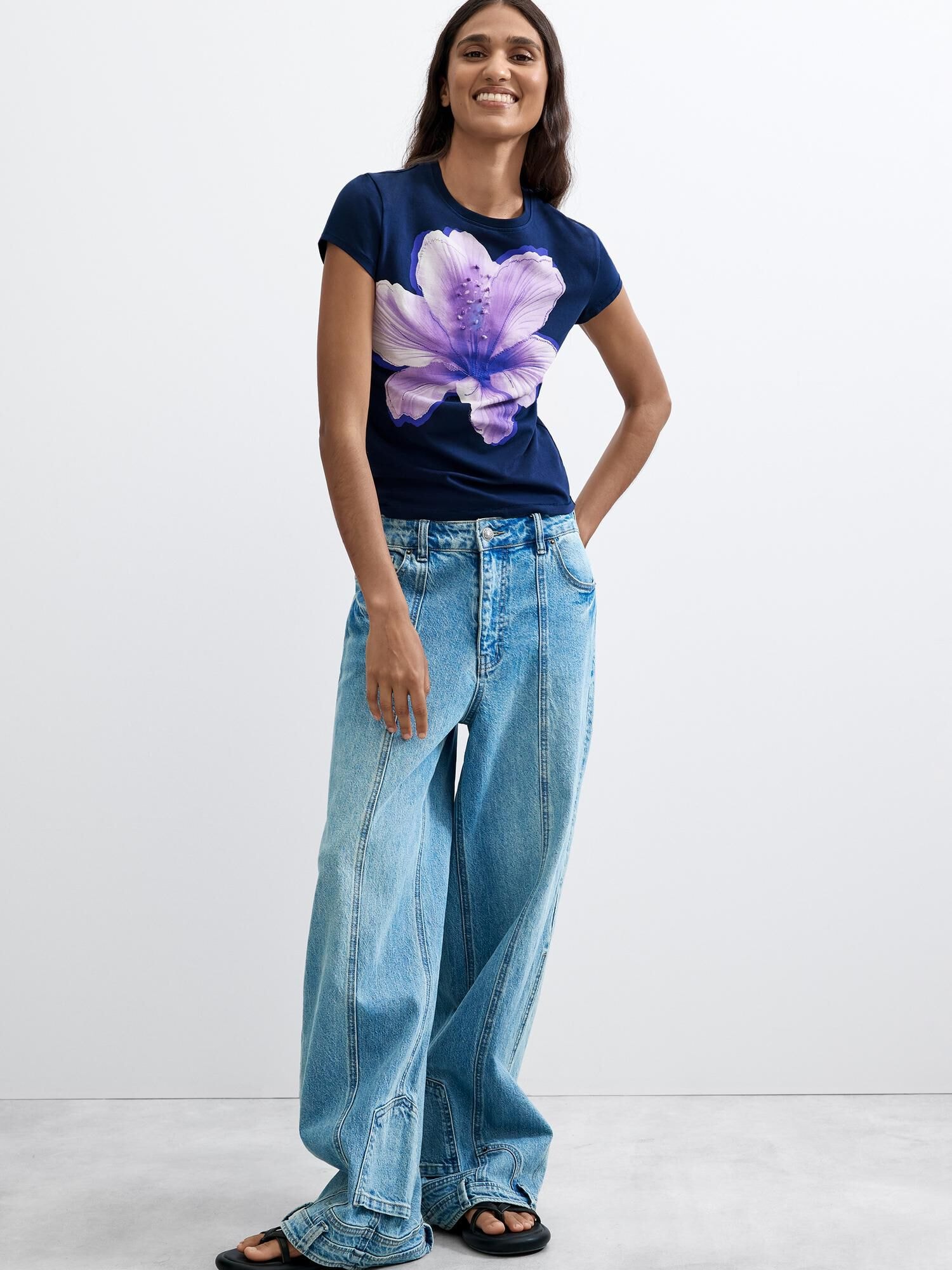 Desigual Tricou albastru / bleumarin / mov liliachiu / alb