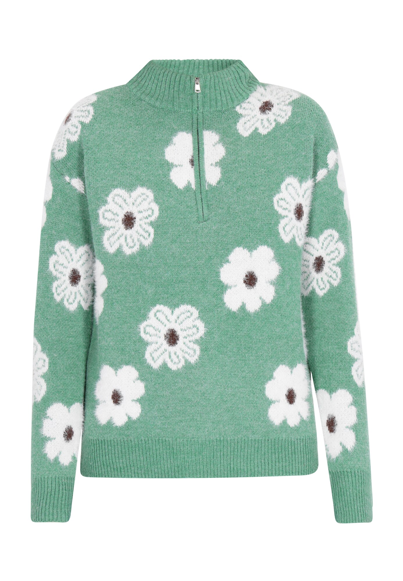 MYMO Pulover  maro / verde / alb