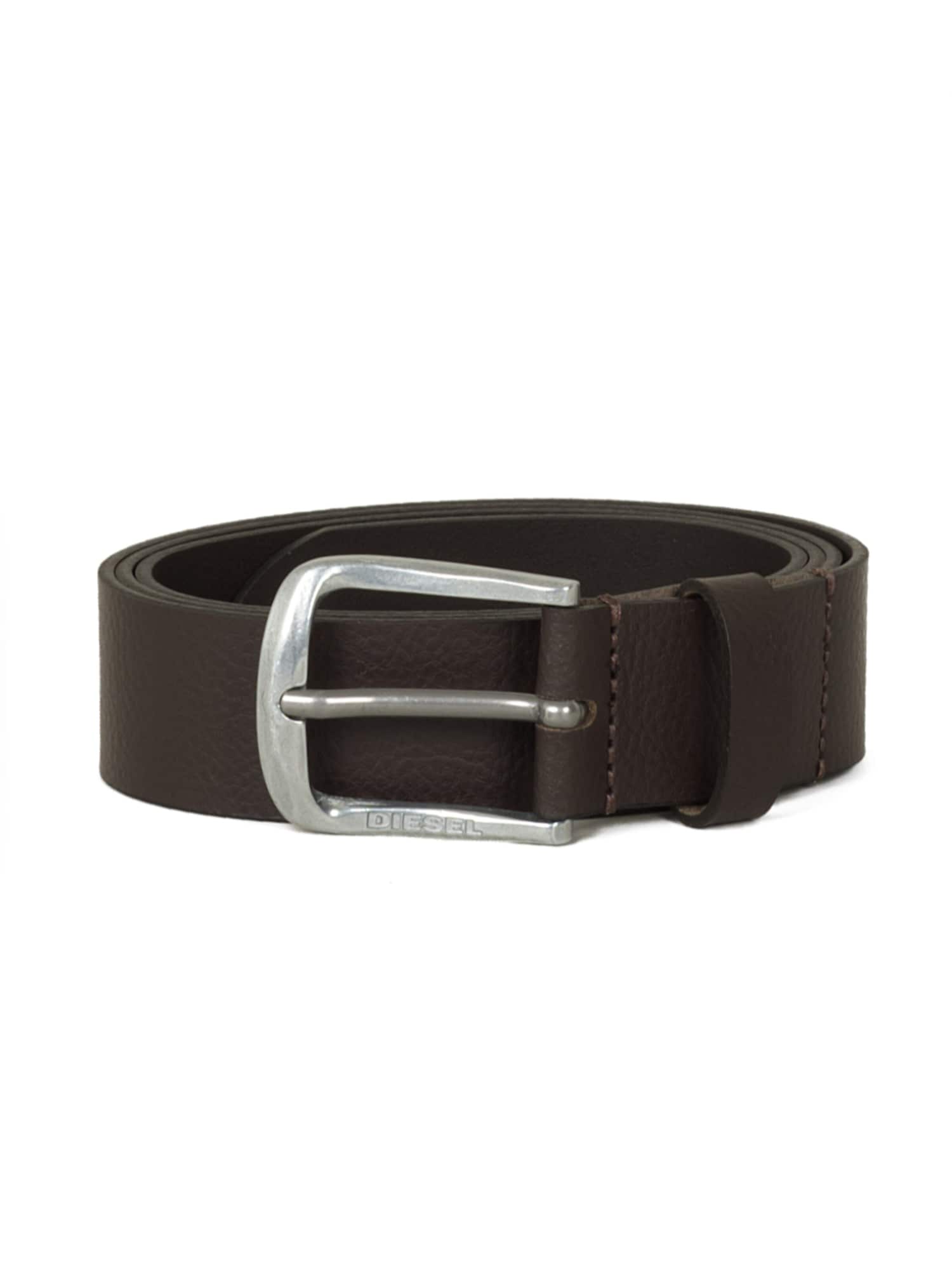 DIESEL Curea LOGO B-BASIC LEATHER BELT maro închis