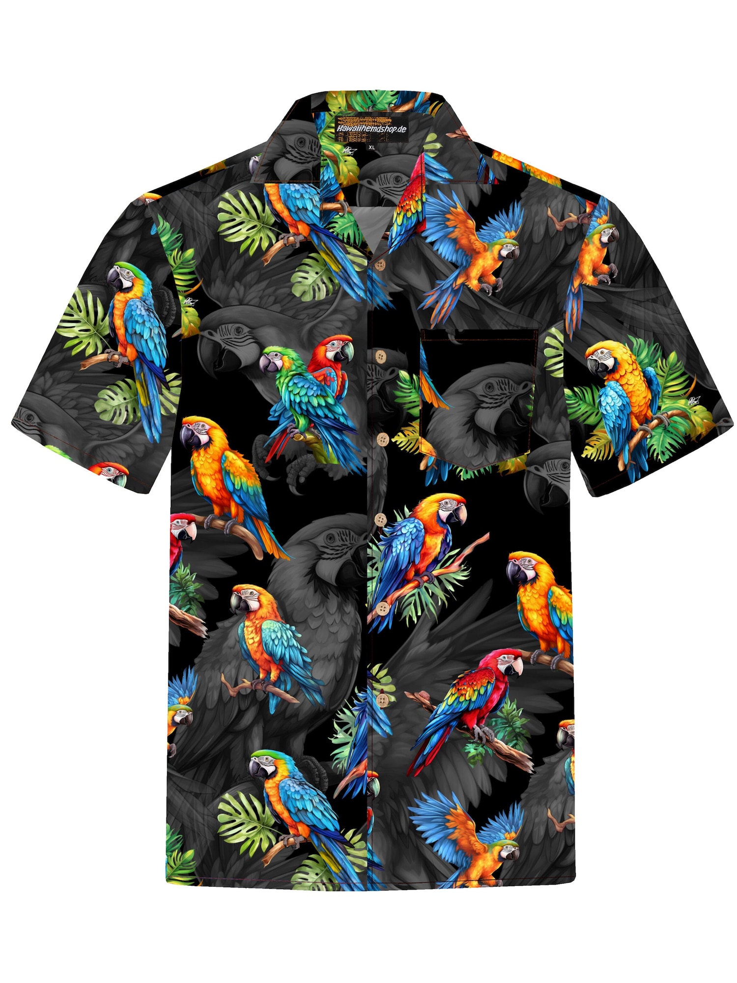 Hawaiihemdshop.de Camisa 'Hawaiihemd Hawaiian Parrots'  negro
