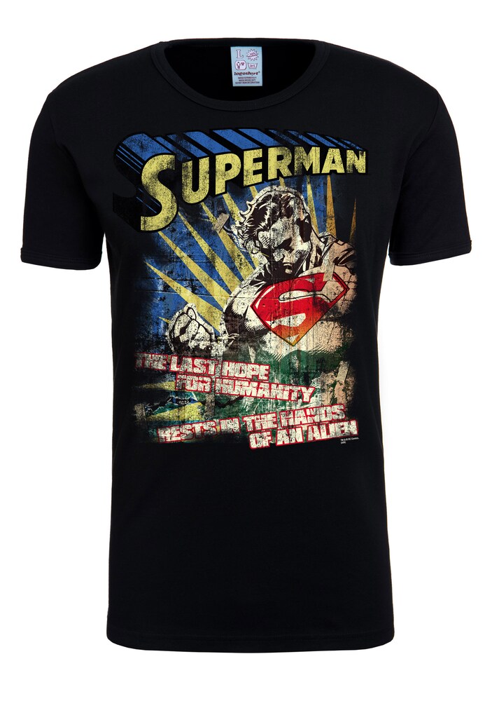 LOGOSHIRT T-Shirt 'Superman – The Last Hope' Damen Größe XS schwarz