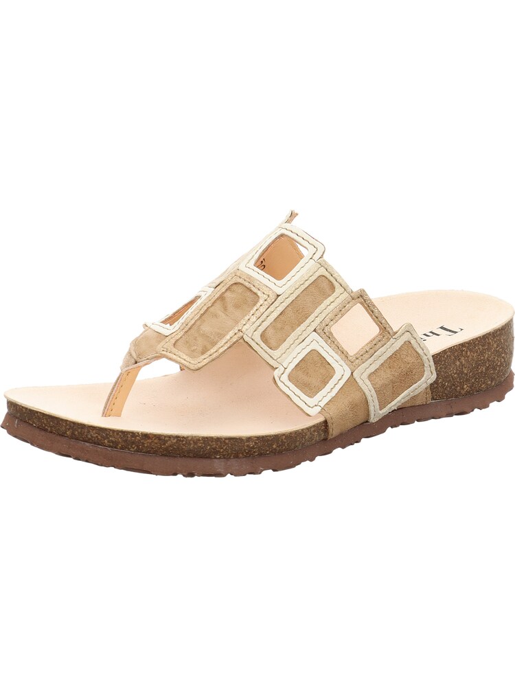 THINK! Zehentrenner 'Julia' Damen Größe 42 elfenbein / dunkelbeige / gold