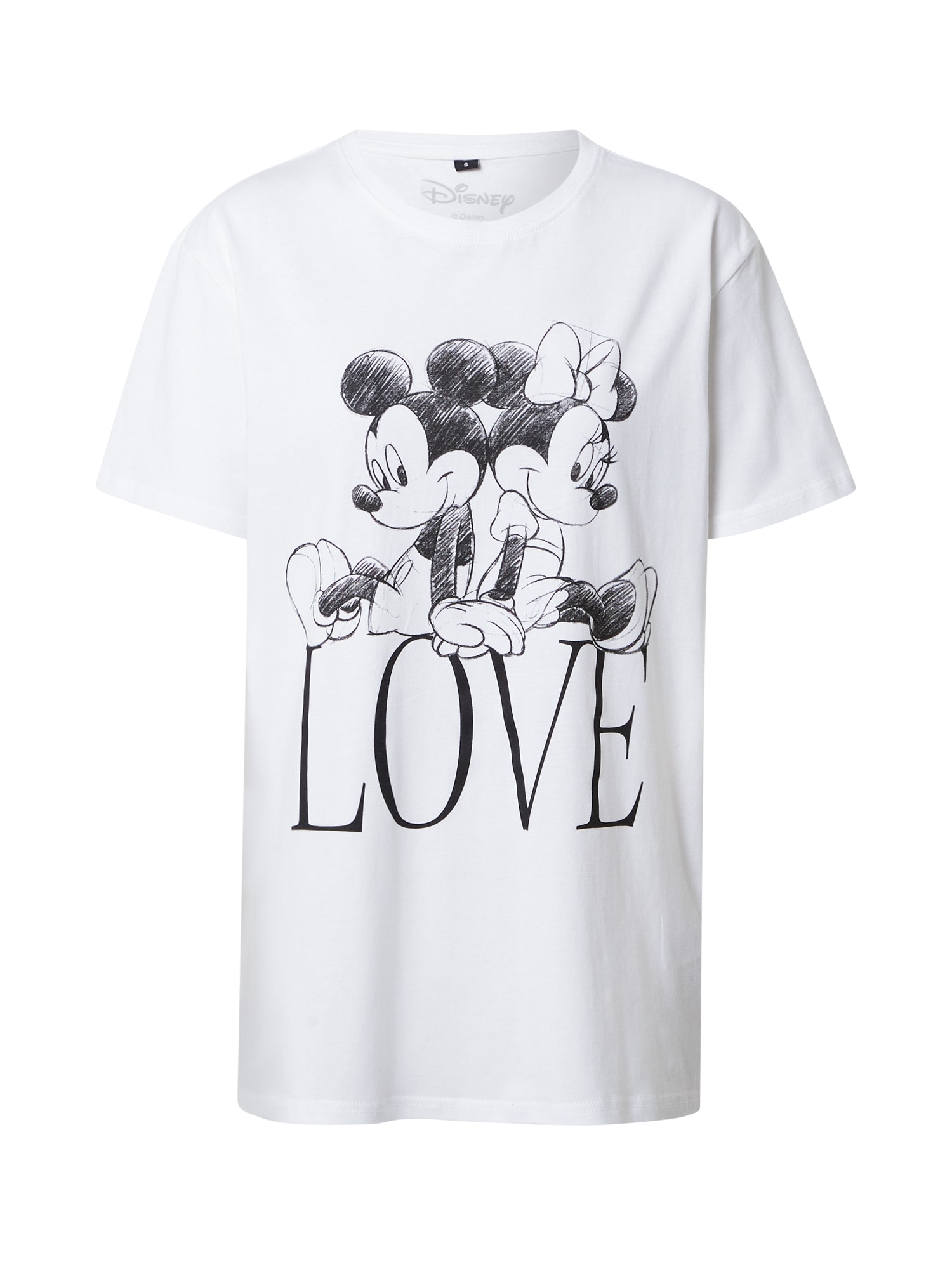 Merchcode Tričko 'Minnie Loves Mickey'  čierna / biela