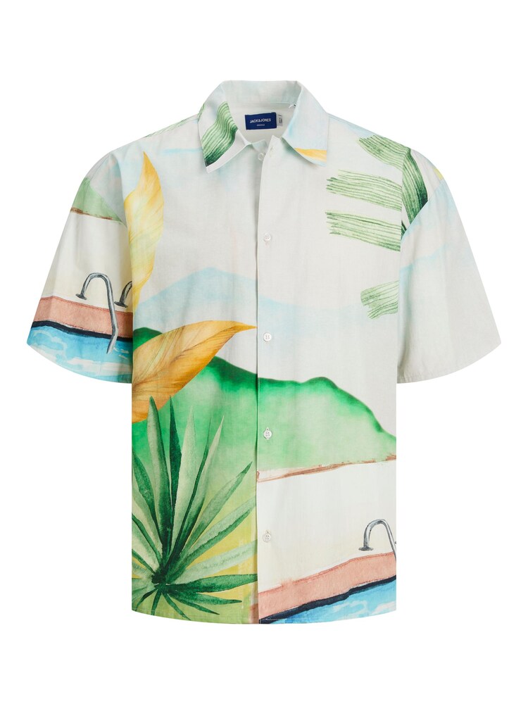JACK & JONES Hemd 'Landscape' Herren Größe XXL pastellblau / rostbraun / smaragd / hellorange