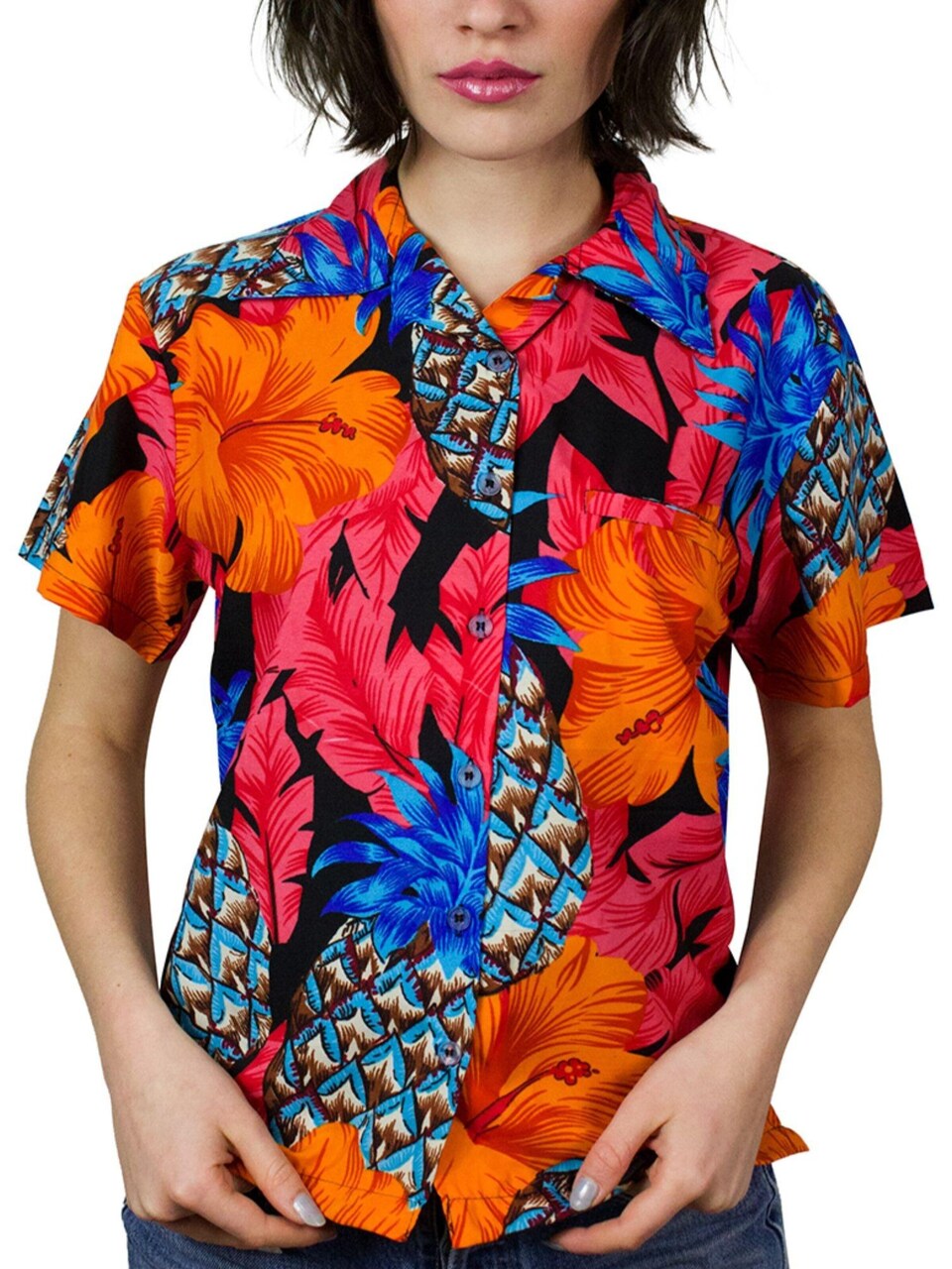 Blus 'Pineapple Hibiscus Black Line'